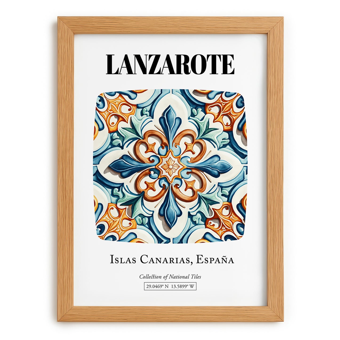 Lanzarote, Spain – Wanderlust-Inspired Poster, set in oak frame