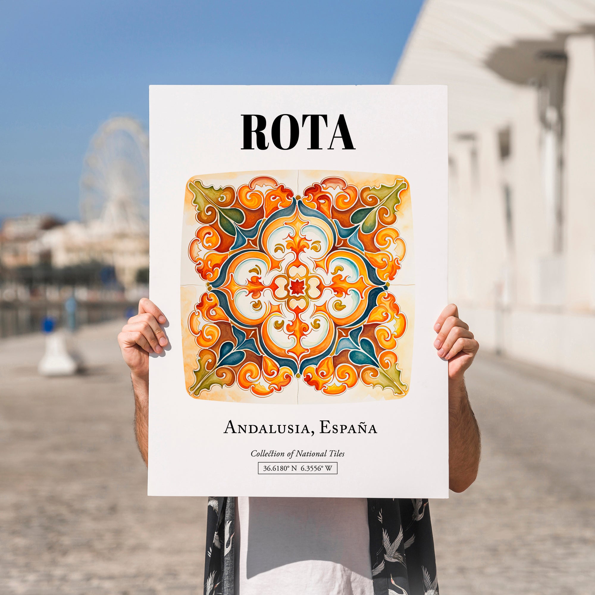 Rota, Spain – Travel Print, no-text version framed in wood
