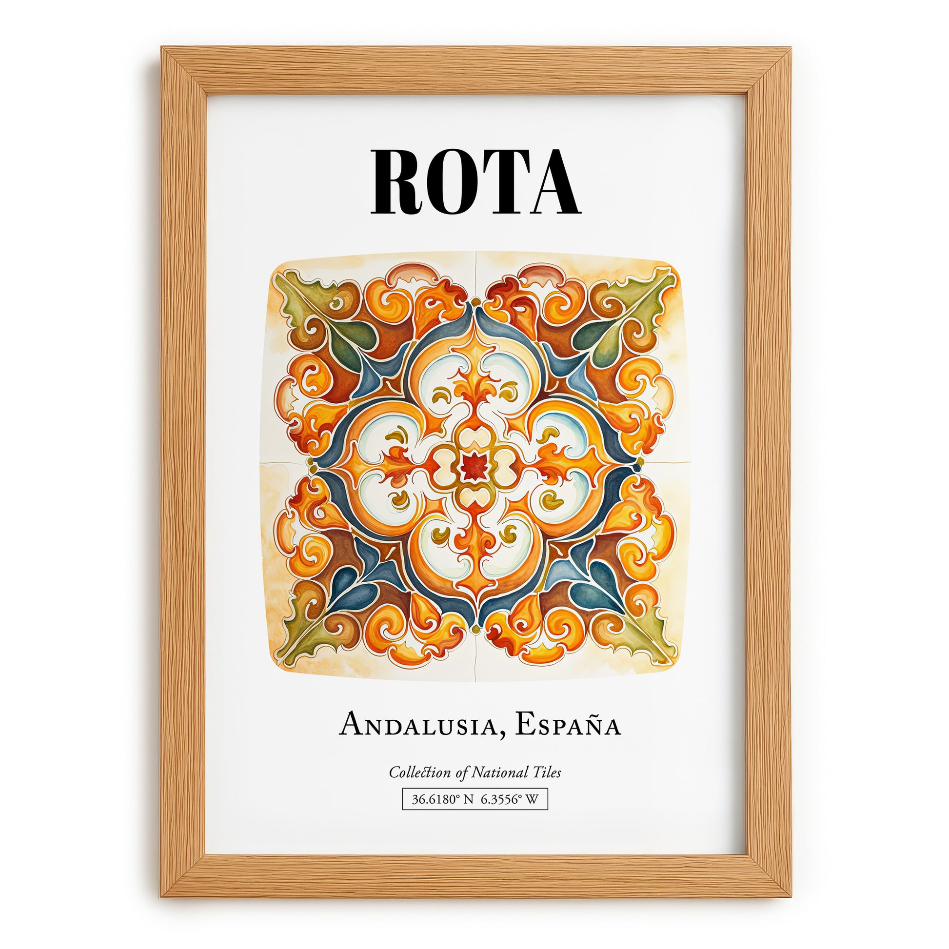 Rota, Spain – Travel Print, set in oak frame