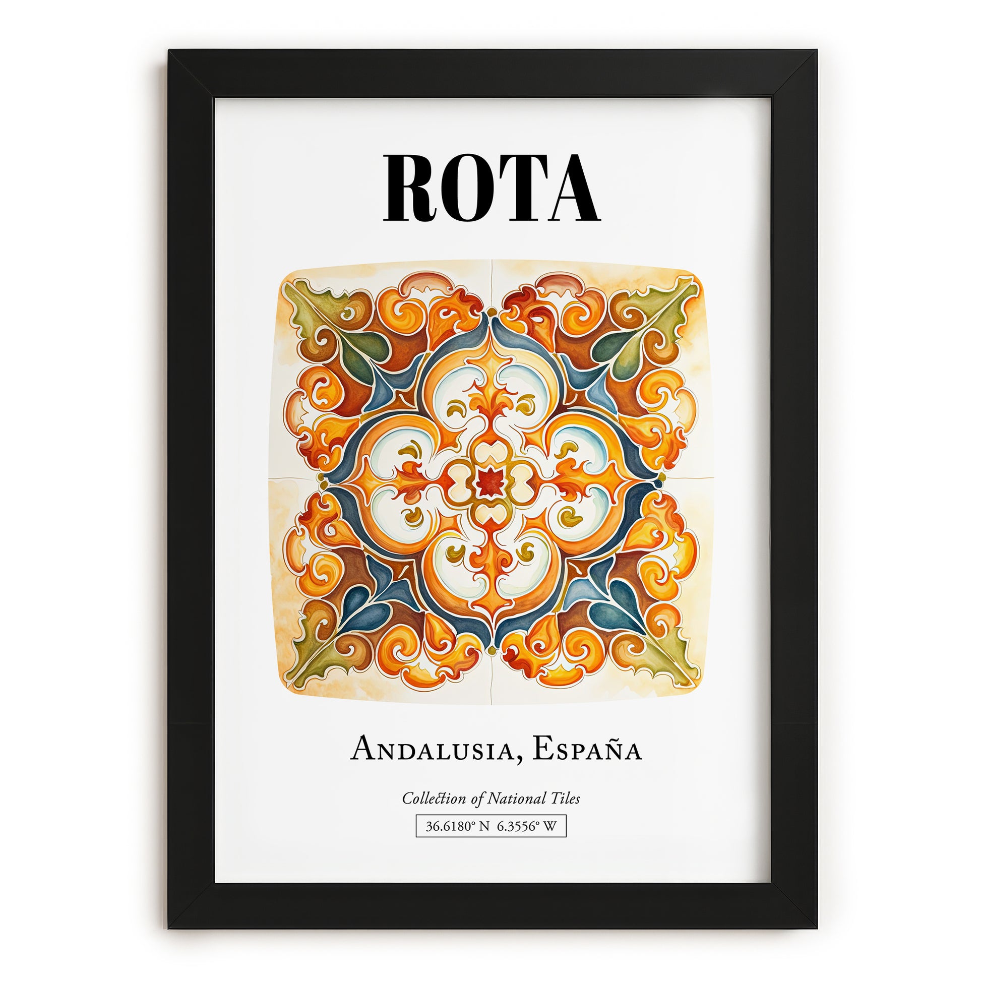 Rota, Spain – Travel Print, in sleek black frame