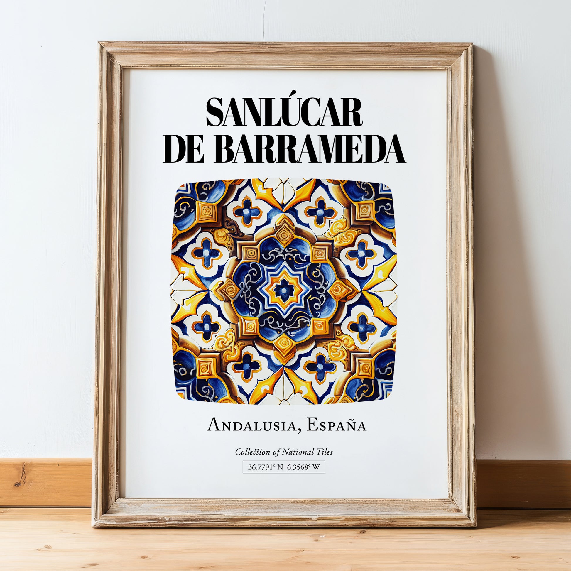 Sanlúcar De Barrameda, Spain – Travel Print, in wooden frame leaning on the floor