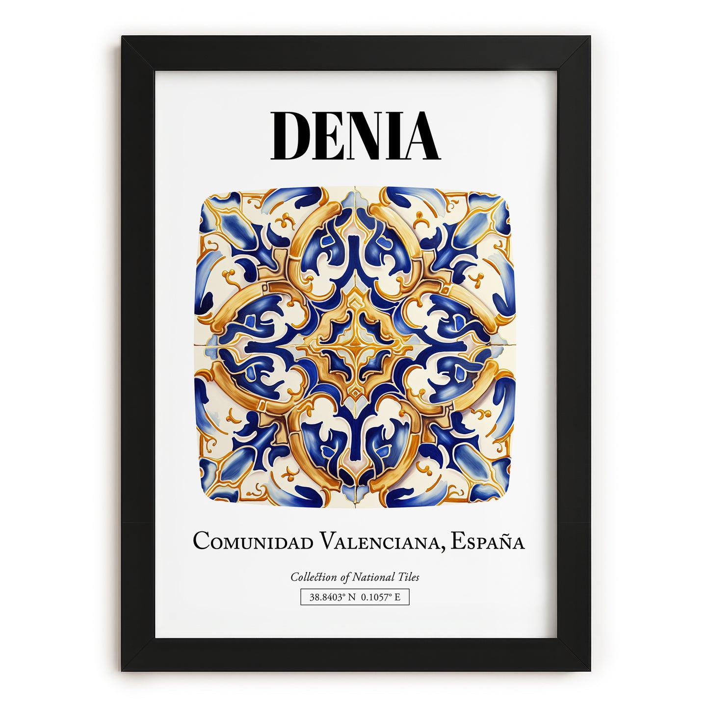 Denia, Spain – Travel Poster, in sleek black frame