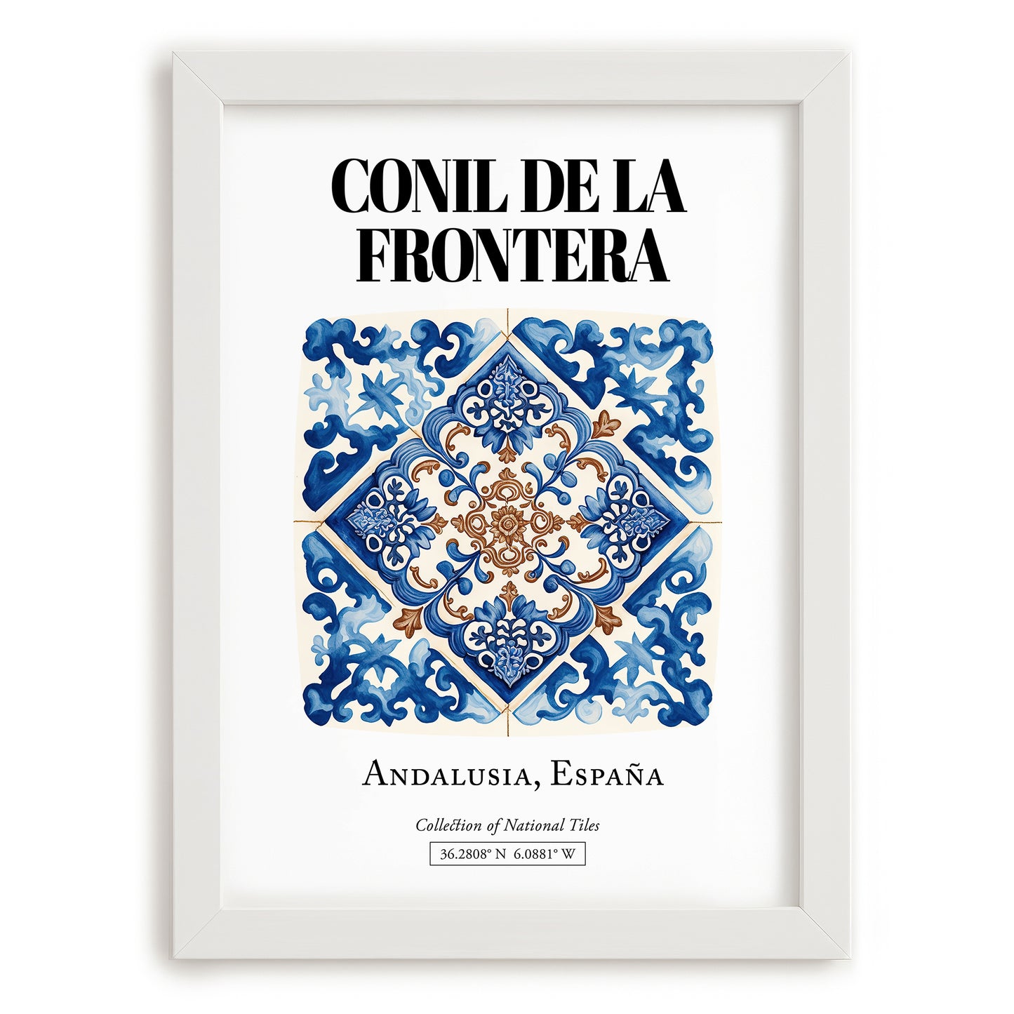 Conil De La Frontera, Spain – Travel Destination Art, placed in minimal white frame