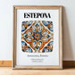 Estepona, Spain – Travel Poster, in wooden frame leaning on the floor