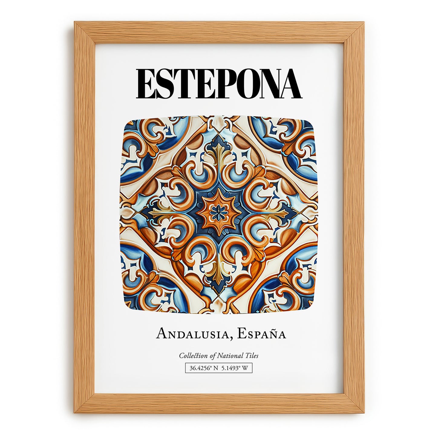 Estepona, Spain – Travel Poster, set in oak frame