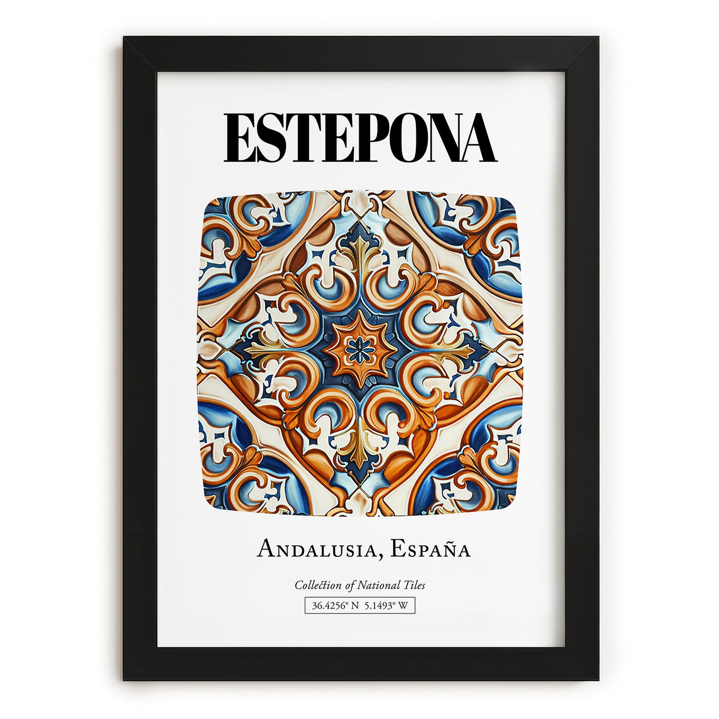 Estepona, Spain – Travel Poster, in sleek black frame