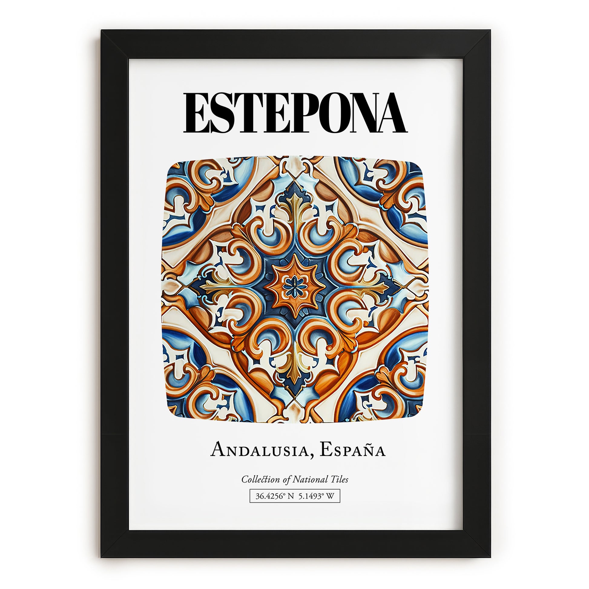 Estepona, Spain – Travel Poster, in sleek black frame