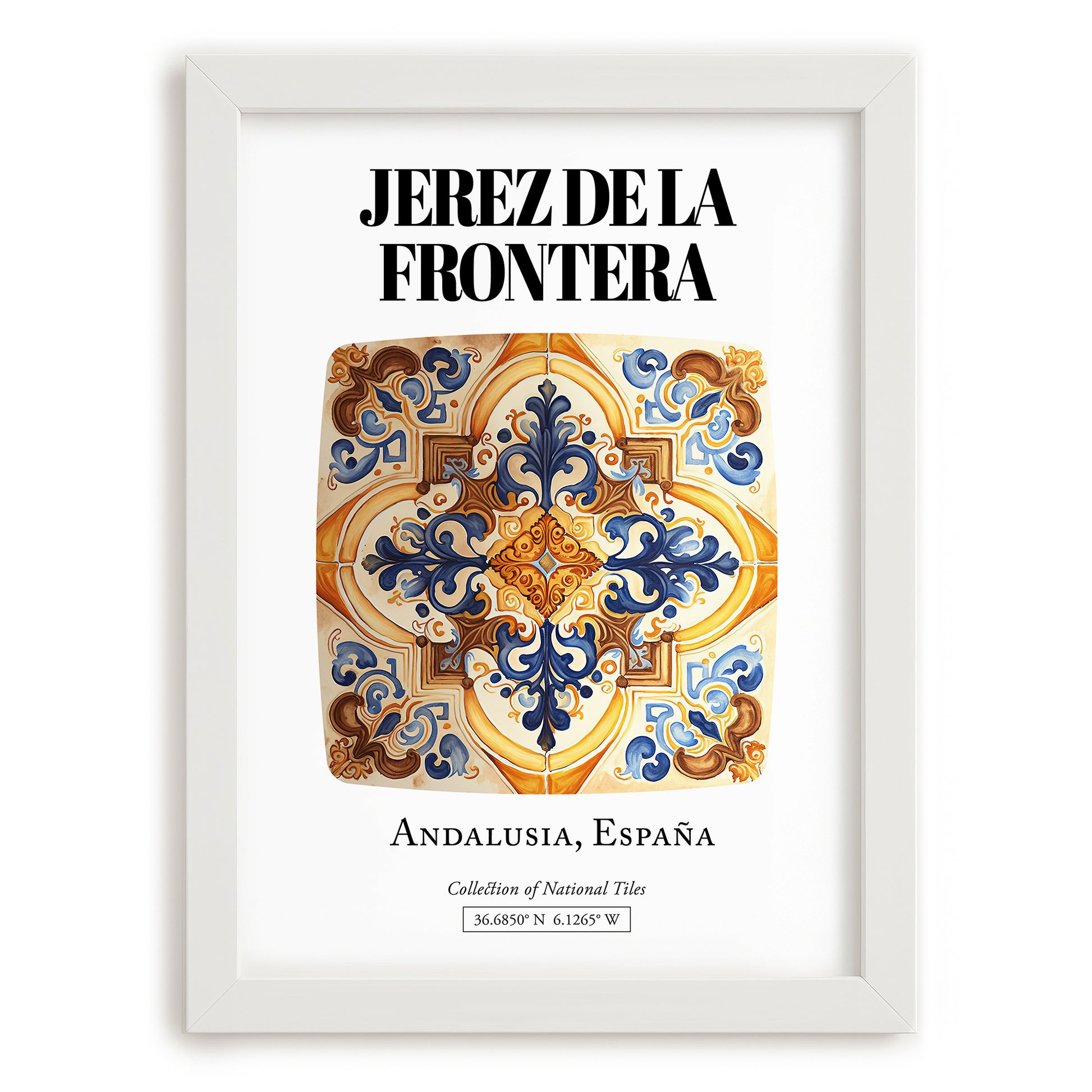 Jerez De La Frontera, Spain – Travel Wall Decor, placed in minimal white frame