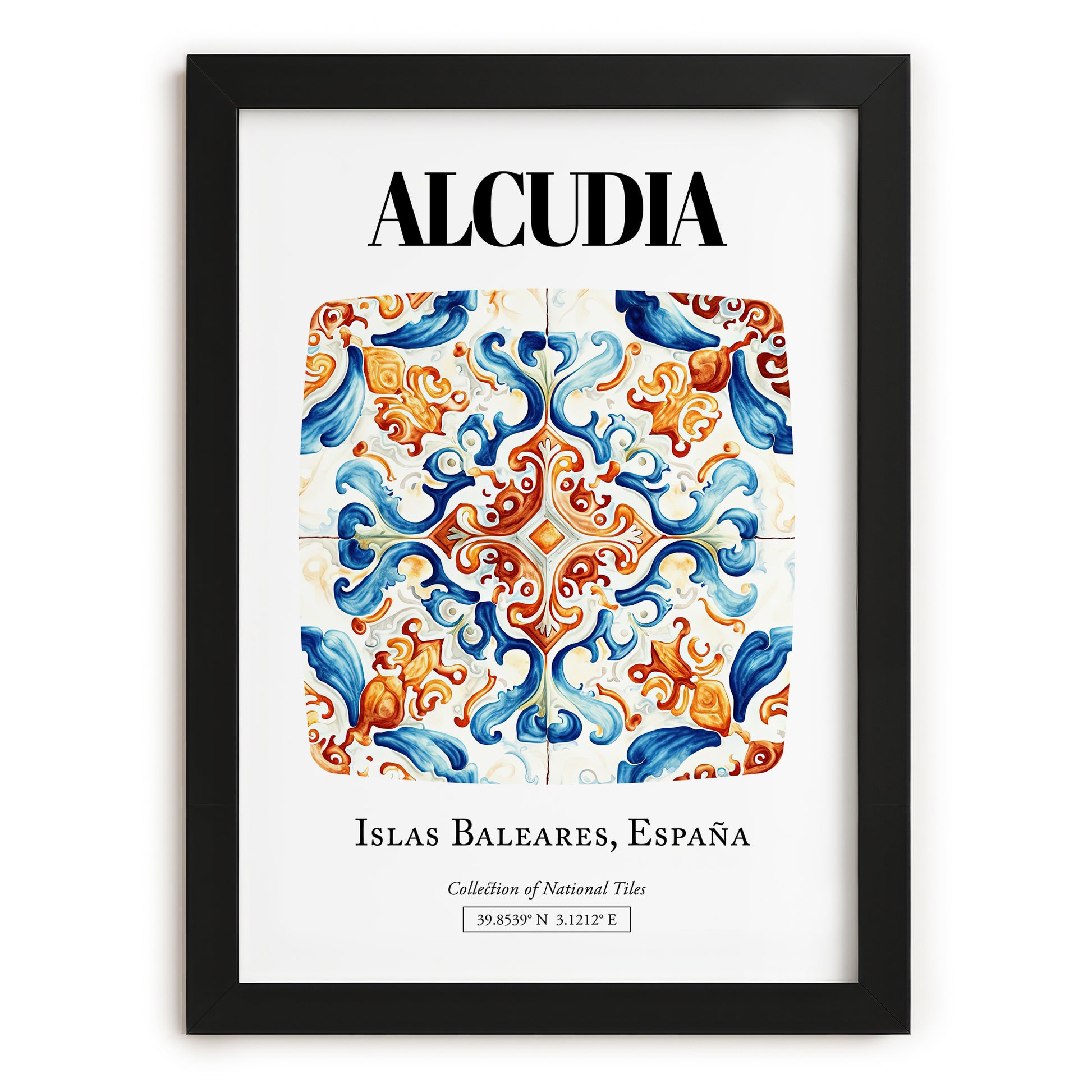 Alcudia, Spain – National Pride Wall Decor, in sleek black frame
