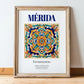 Mérida, Spain – Travel Poster, in wooden frame leaning on the floor