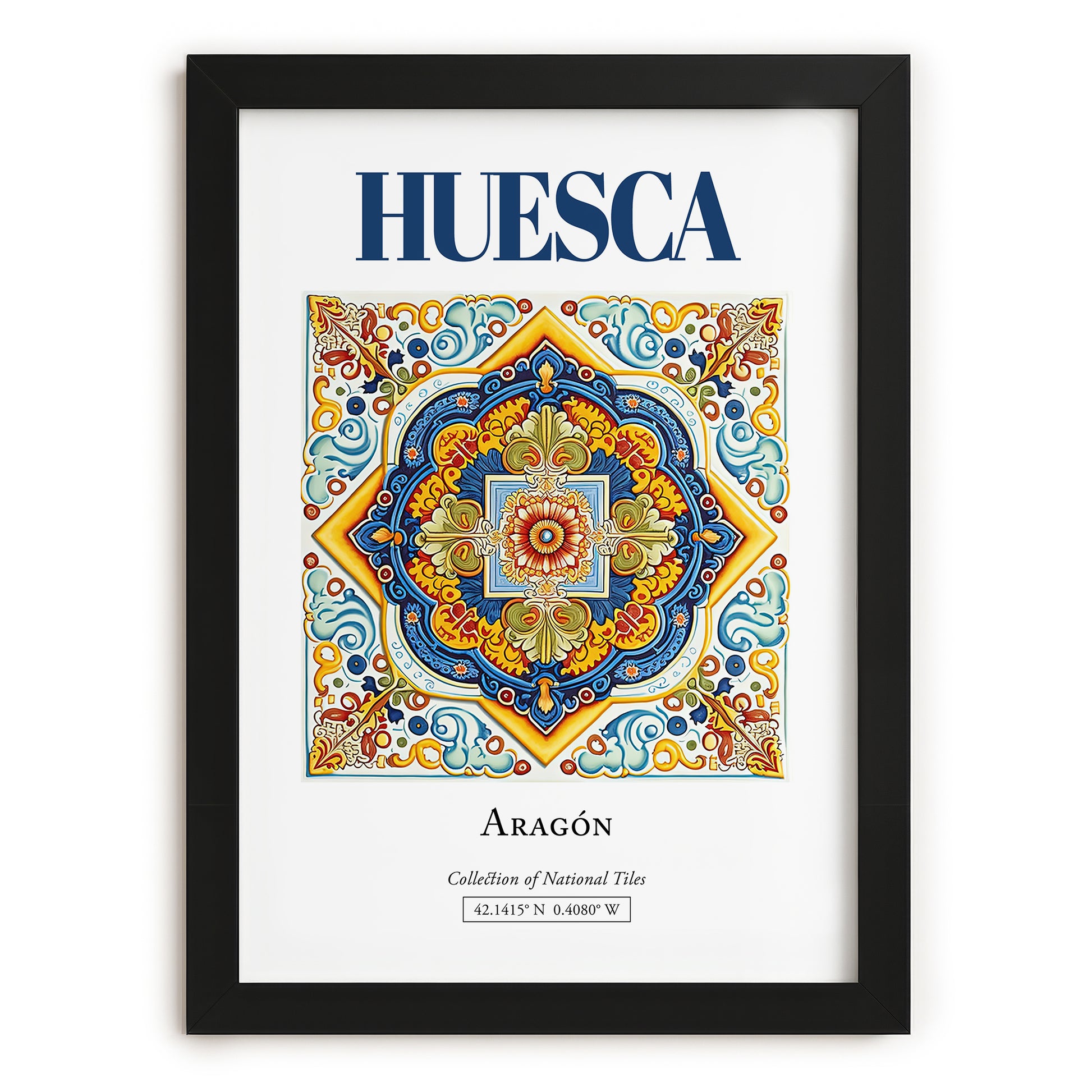 Huesca, Spain – Travel Poster, in sleek black frame