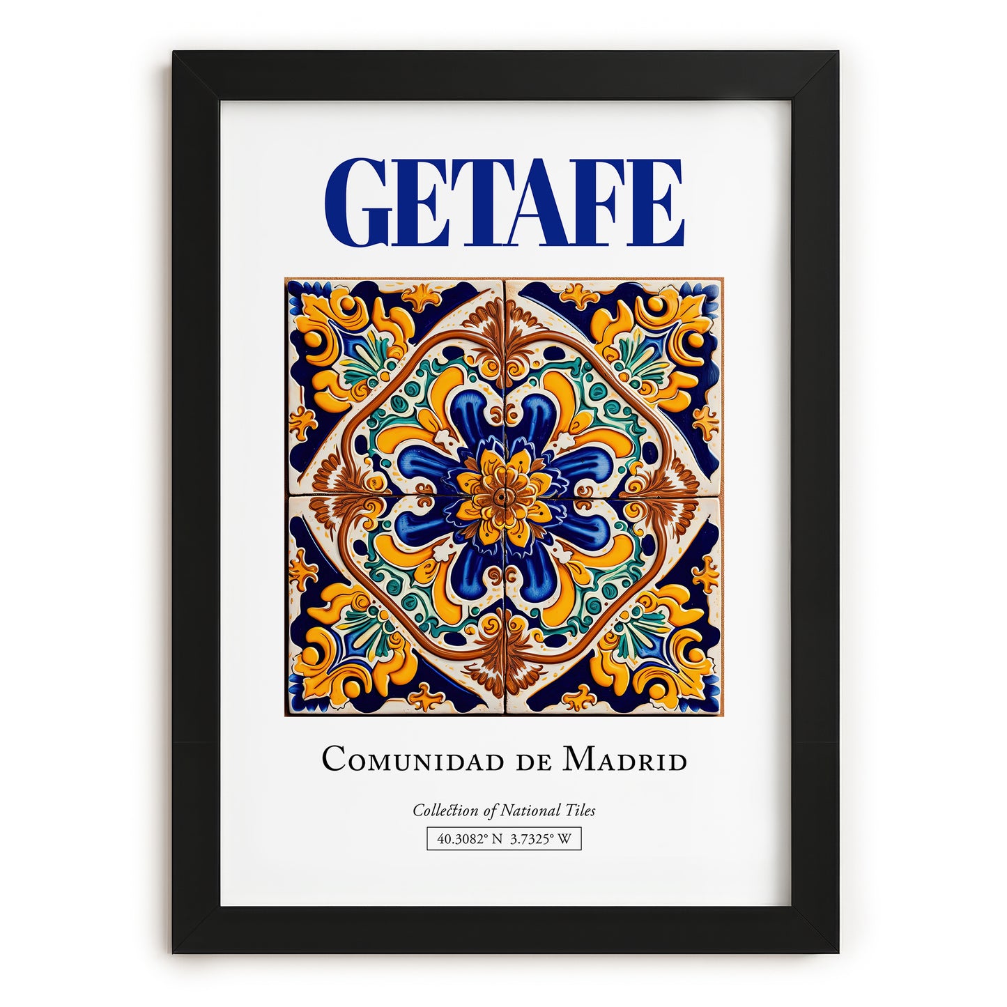 Getafe, Spain – Travel Print, in sleek black frame