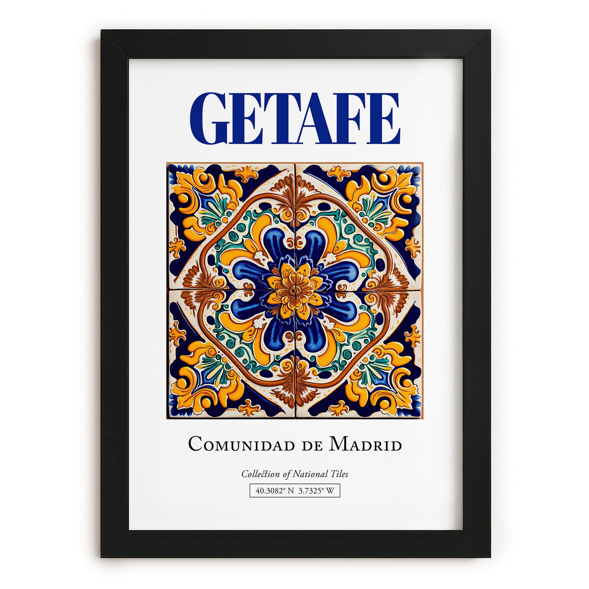 Getafe, Spain – Travel Print, in sleek black frame