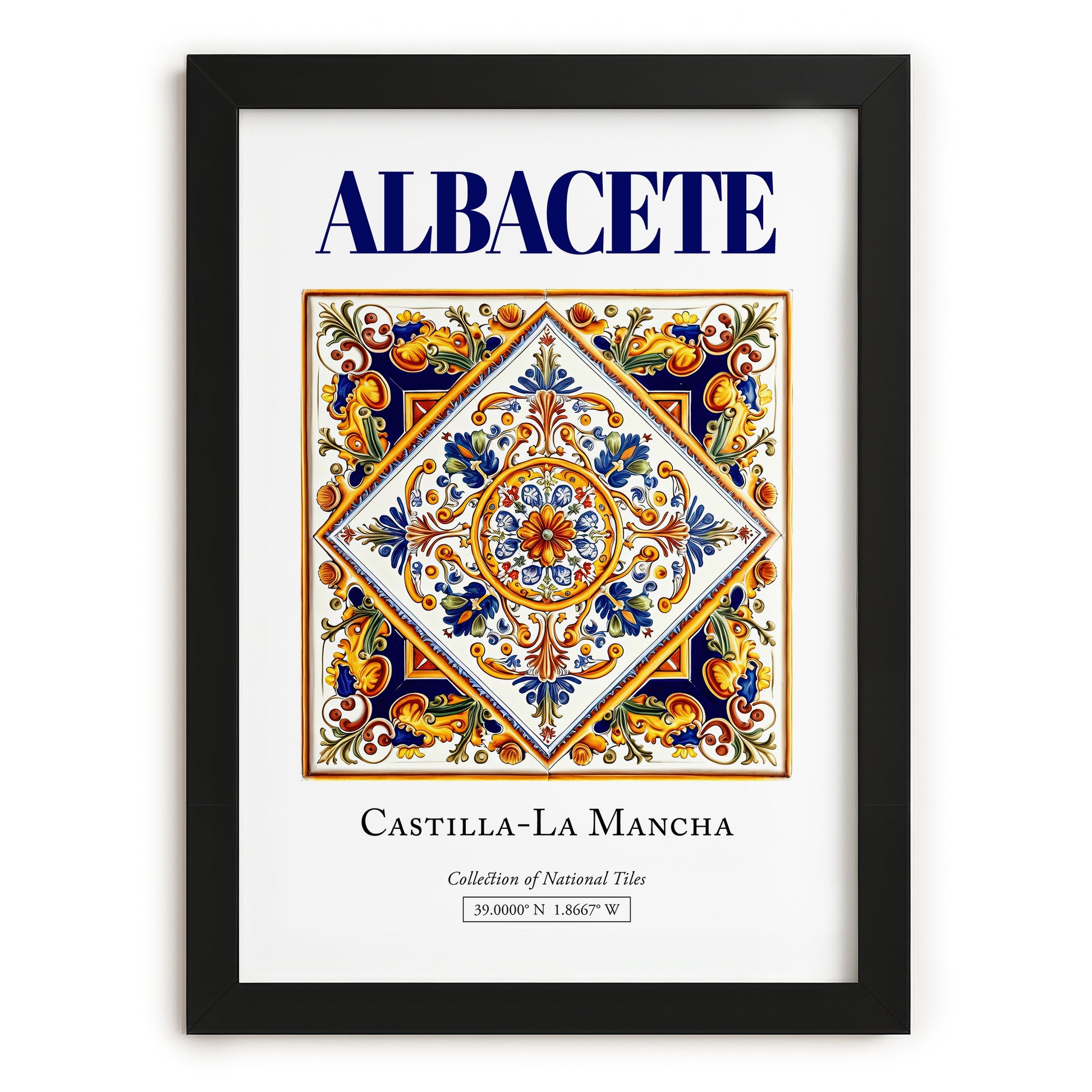 Albacete, Spain – Travel Wall Decor, in sleek black frame