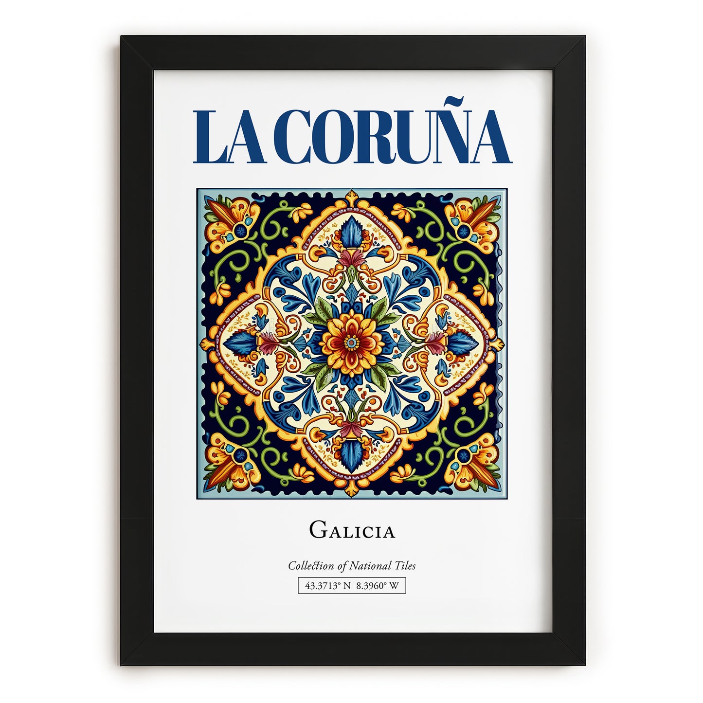 La Coruña (A Coruña), Spain – Cultural Heritage Wall Art, in sleek black frame