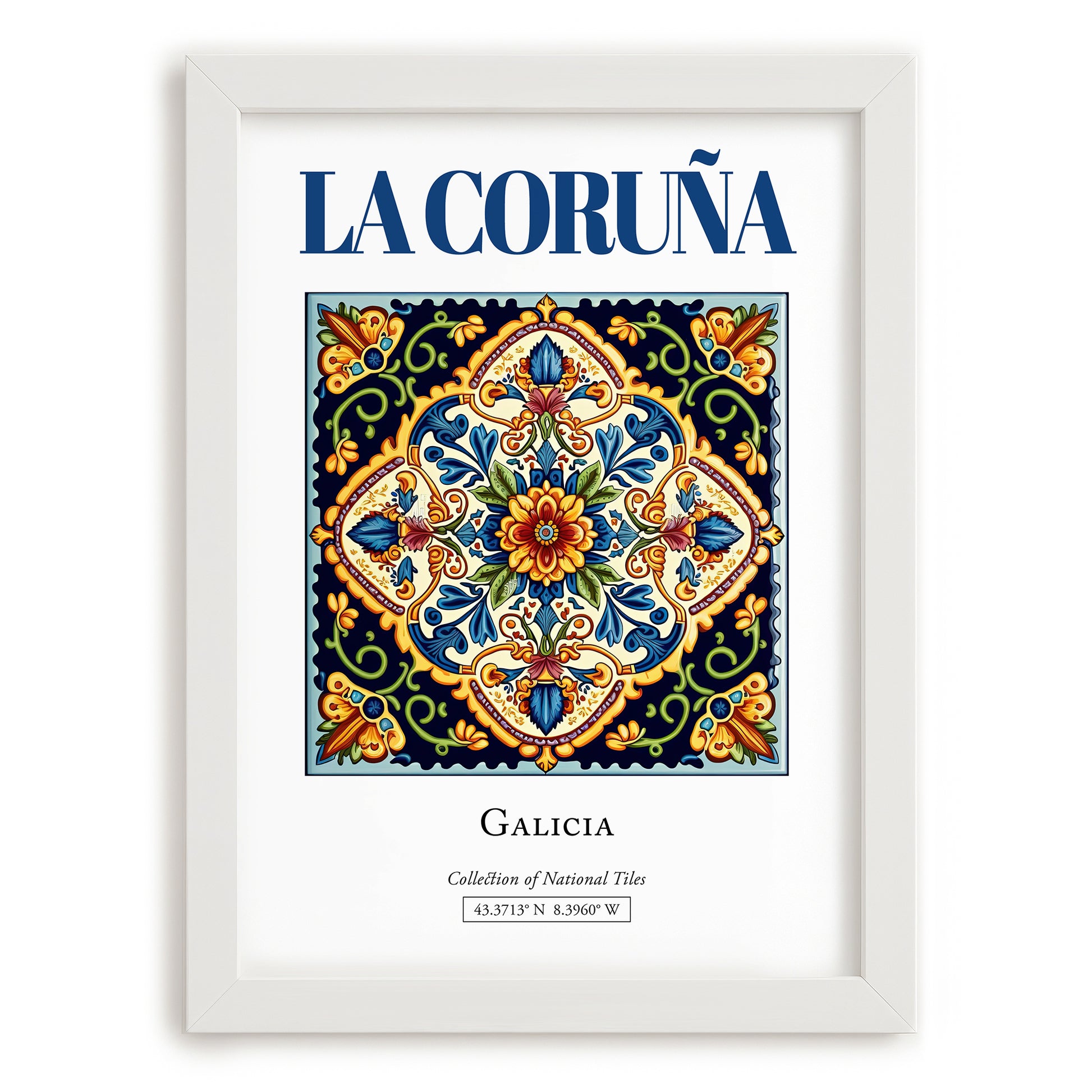 La Coruña (A Coruña), Spain – Cultural Heritage Wall Art, placed in minimal white frame