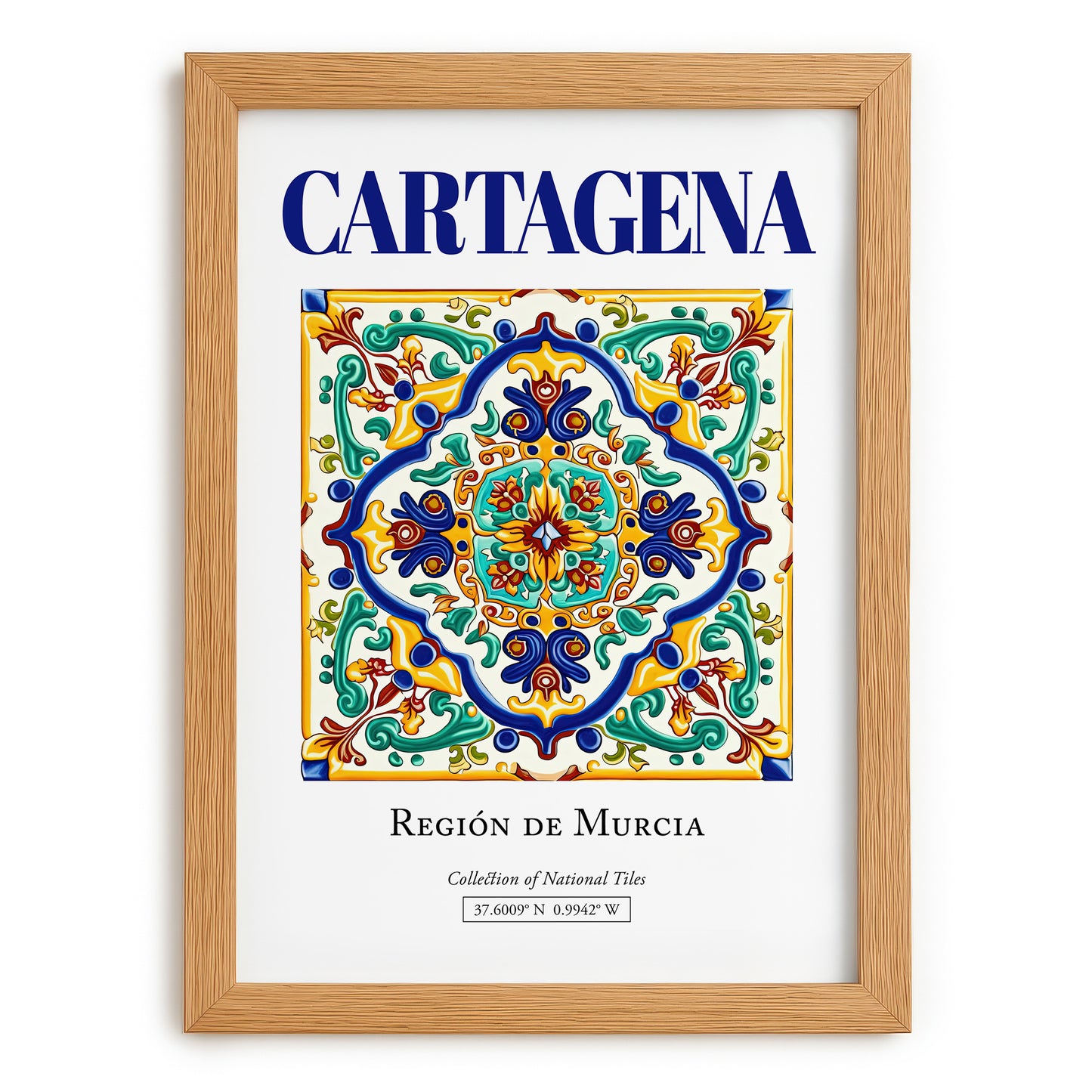 Cartagena, Spain – Minimalist Travel Print, set in oak frame
