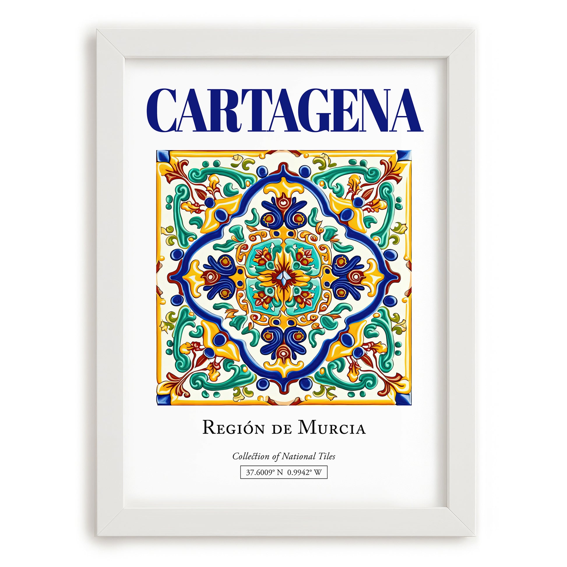 Cartagena, Spain – Minimalist Travel Print, placed in minimal white frame