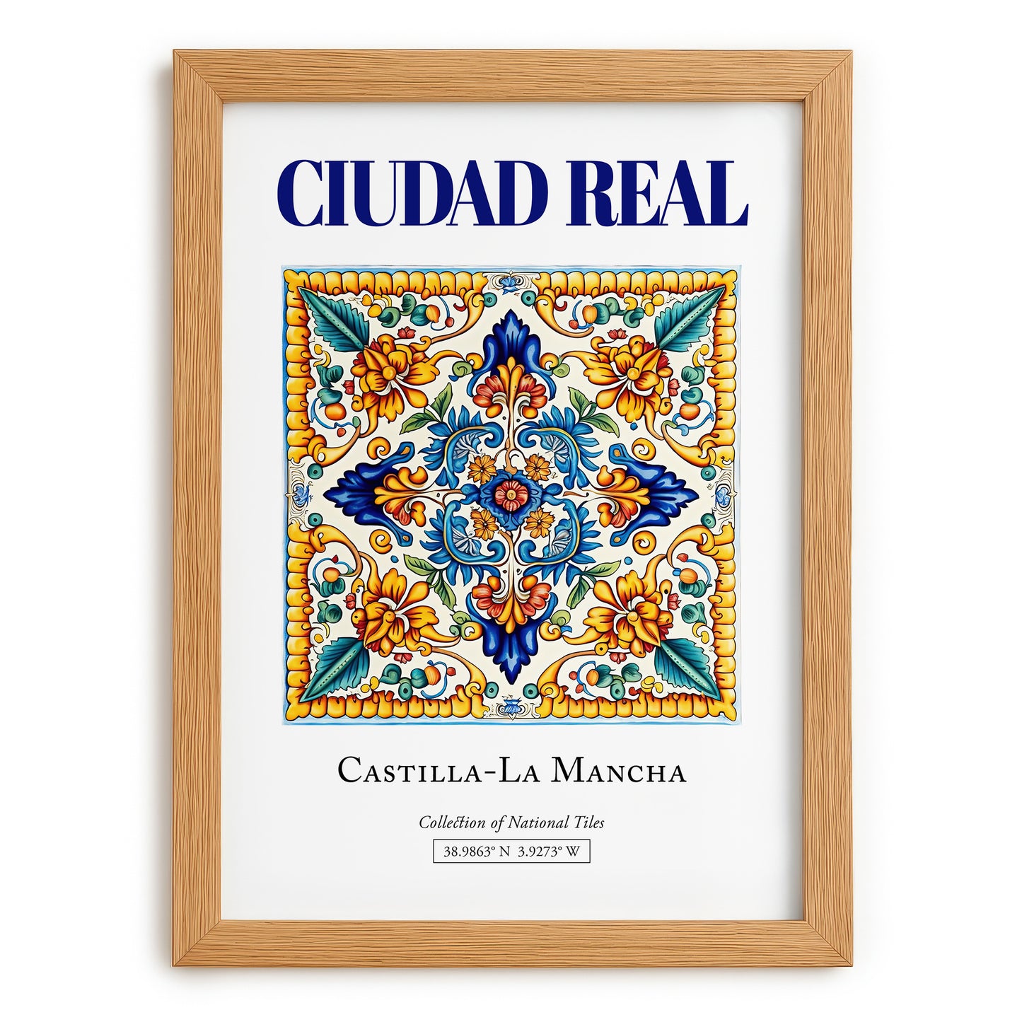 Ciudad Real, Spain – Travel Print, set in oak frame