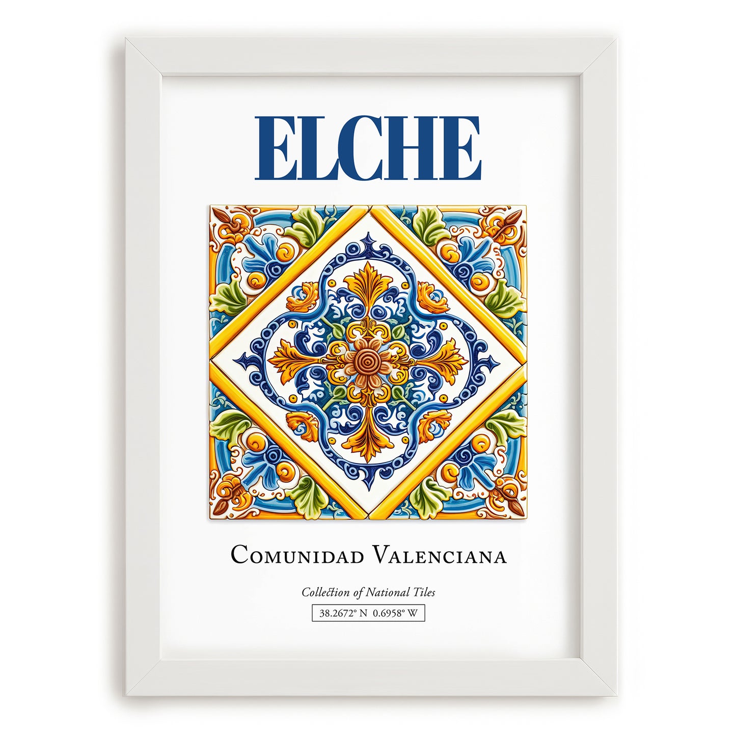 Elche, Spain – Travel Wall Art, placed in minimal white frame