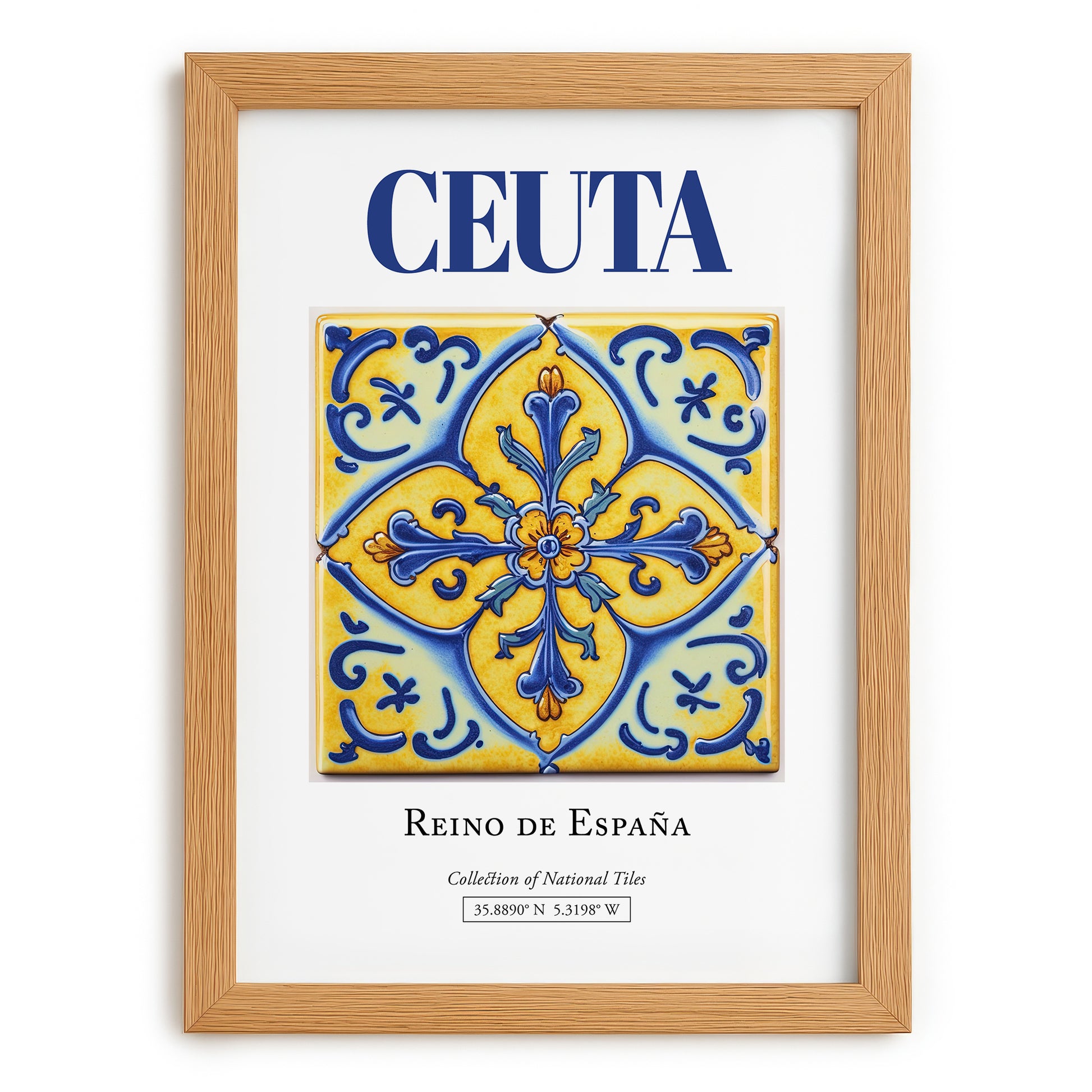 Ceuta, Spain – Wanderlust Wall Decor, set in oak frame