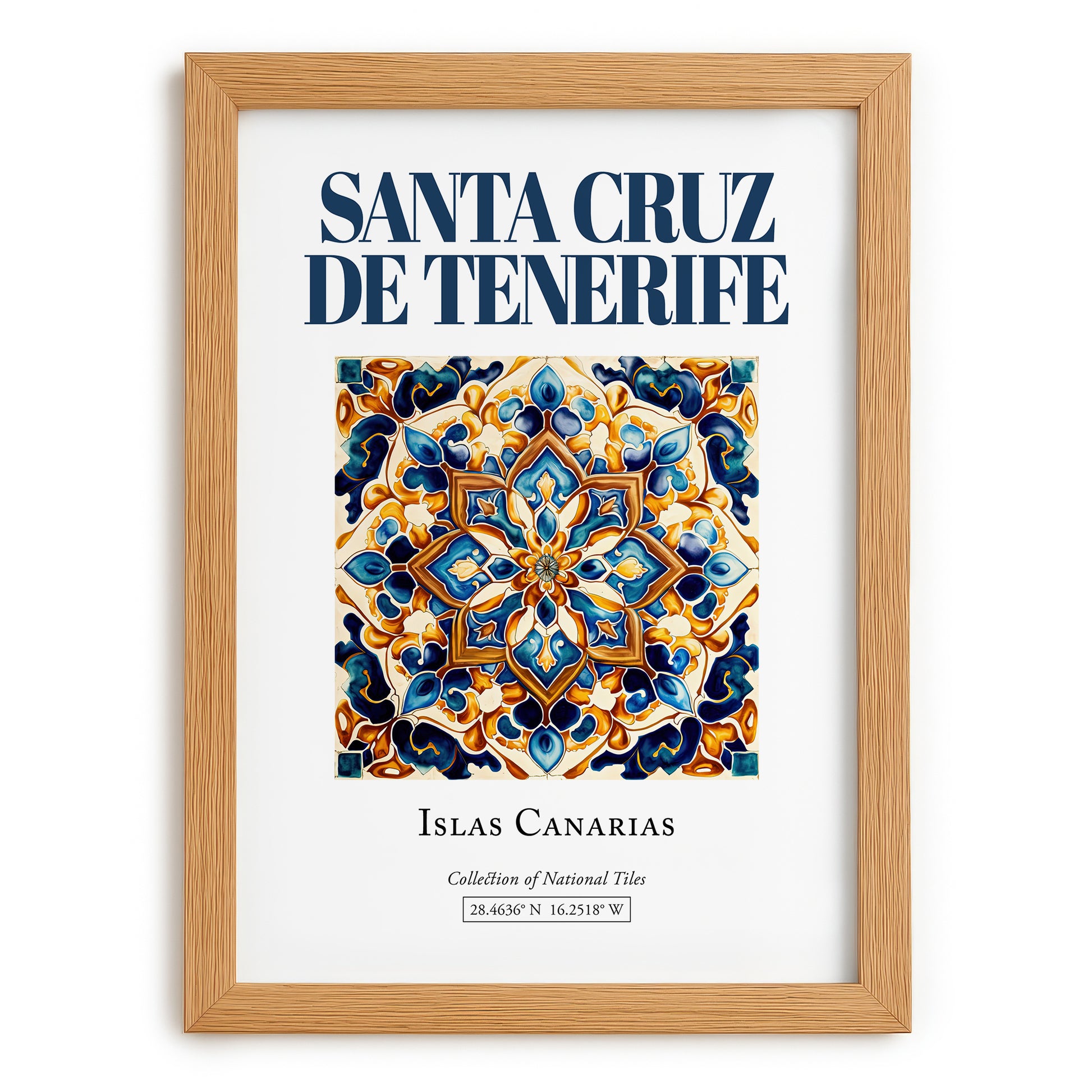 Santa Cruz de Tenerife, Spain – Travel Wall Art, set in oak frame