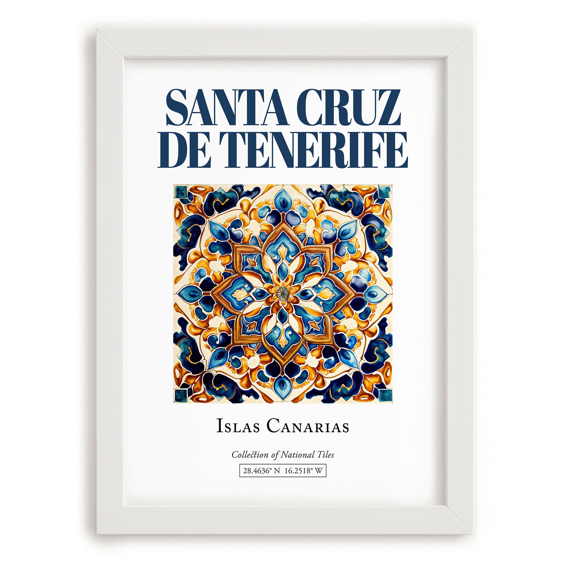 Santa Cruz de Tenerife, Spain – Travel Wall Art, placed in minimal white frame