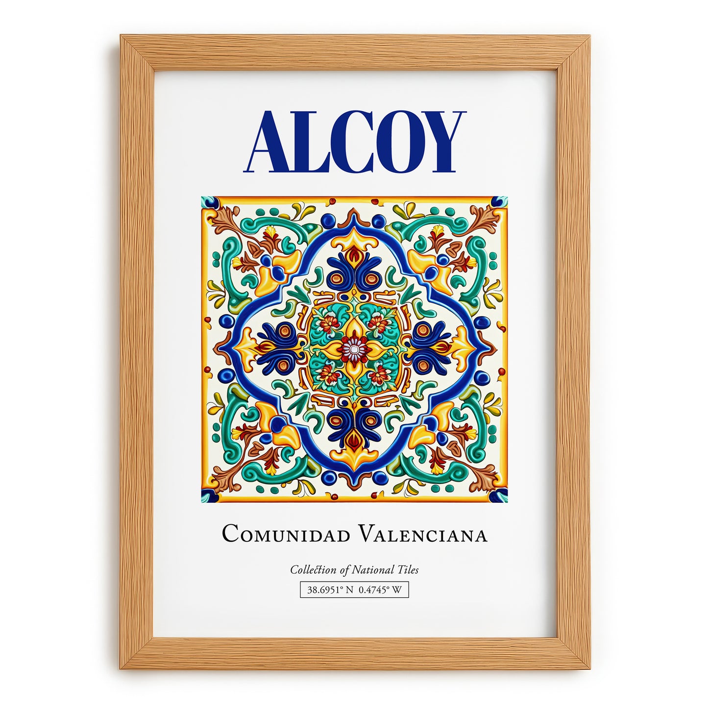 Alcoy, Spain – World Travel Art, set in oak frame