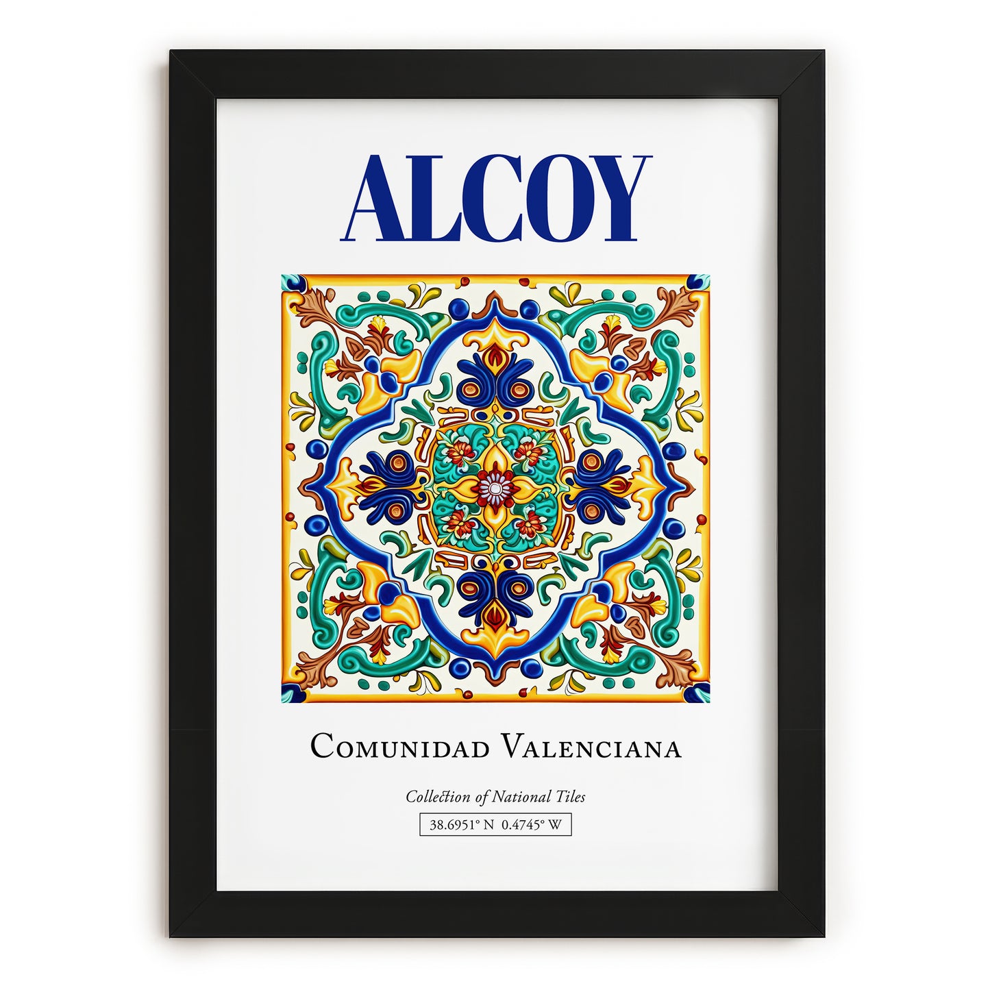 Alcoy, Spain – World Travel Art, in sleek black frame