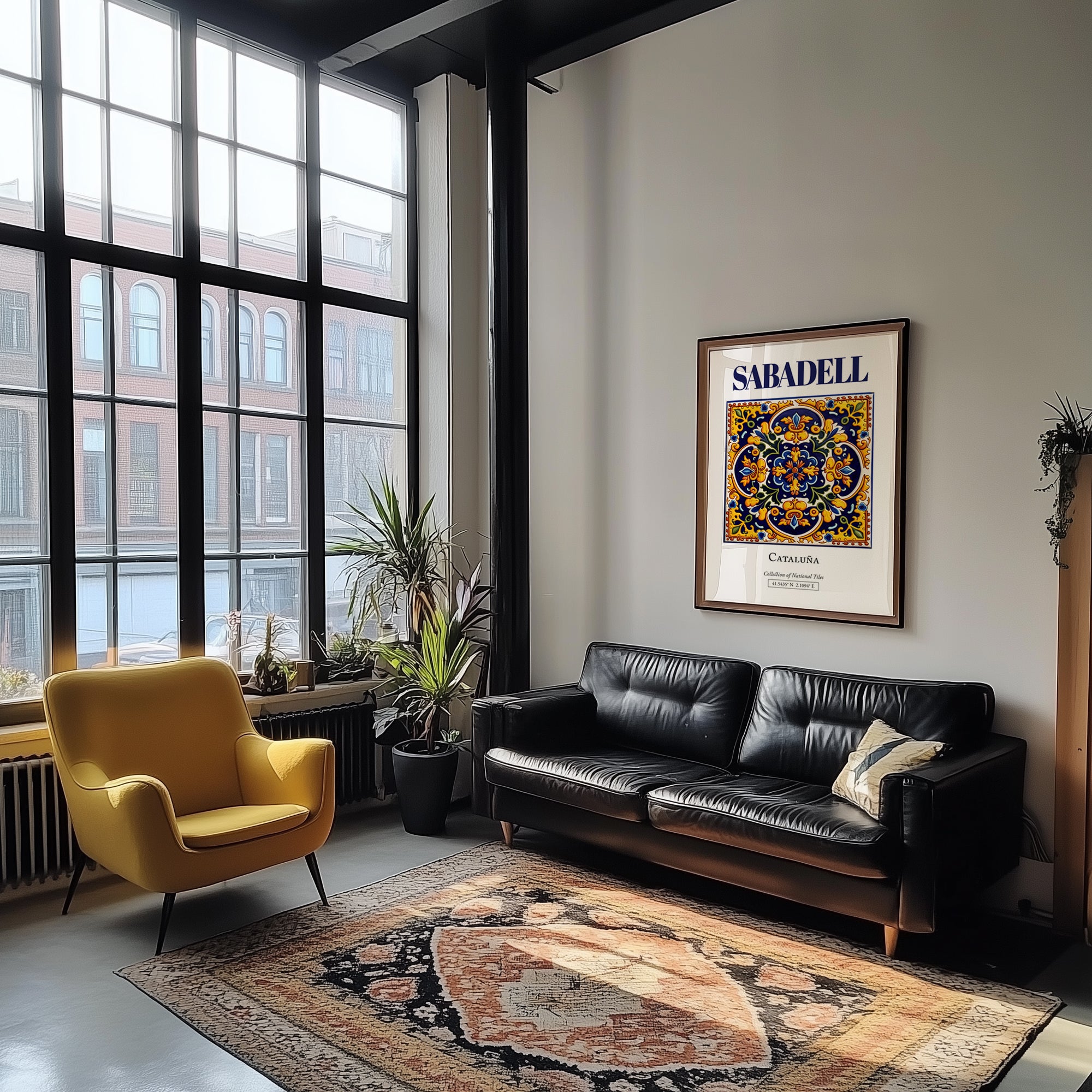 Sabadell, Spain – Cityscape Wall Art, unframed on coastal sand
