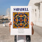Sabadell, Spain – Cityscape Wall Art, no-text version framed in wood