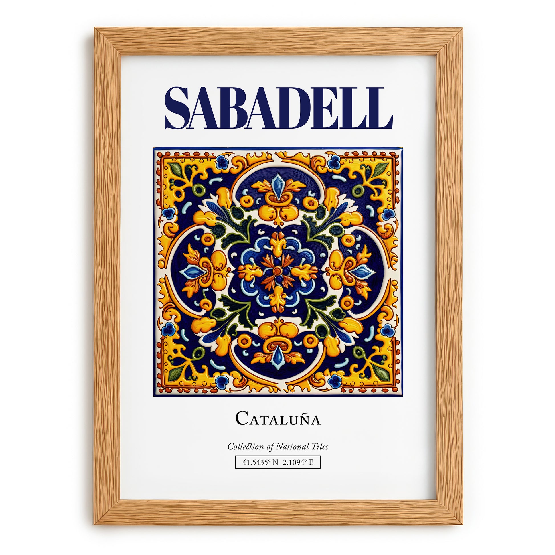 Sabadell, Spain – Cityscape Wall Art, set in oak frame