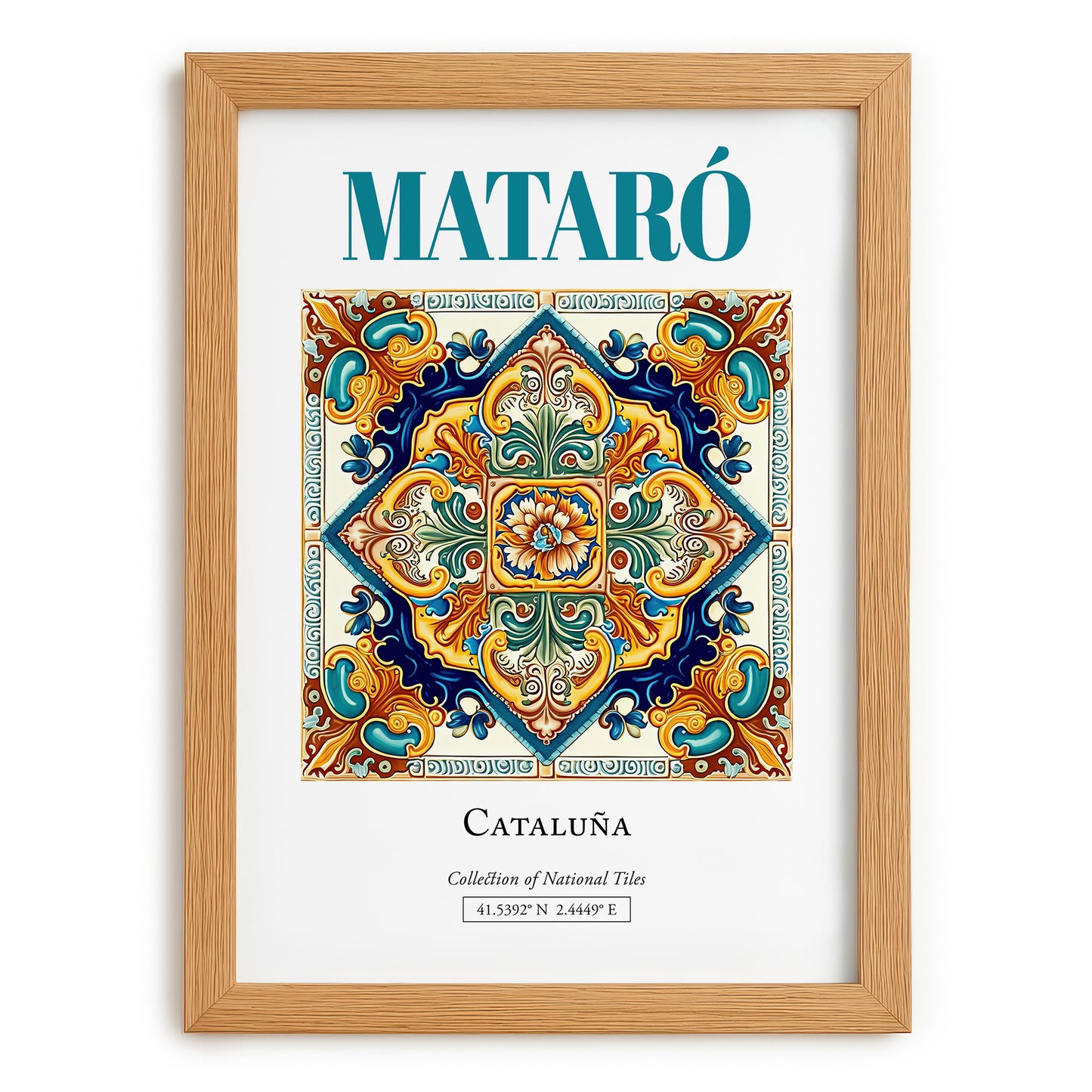 Mataró, Spain – Travel Wall Decor, set in oak frame