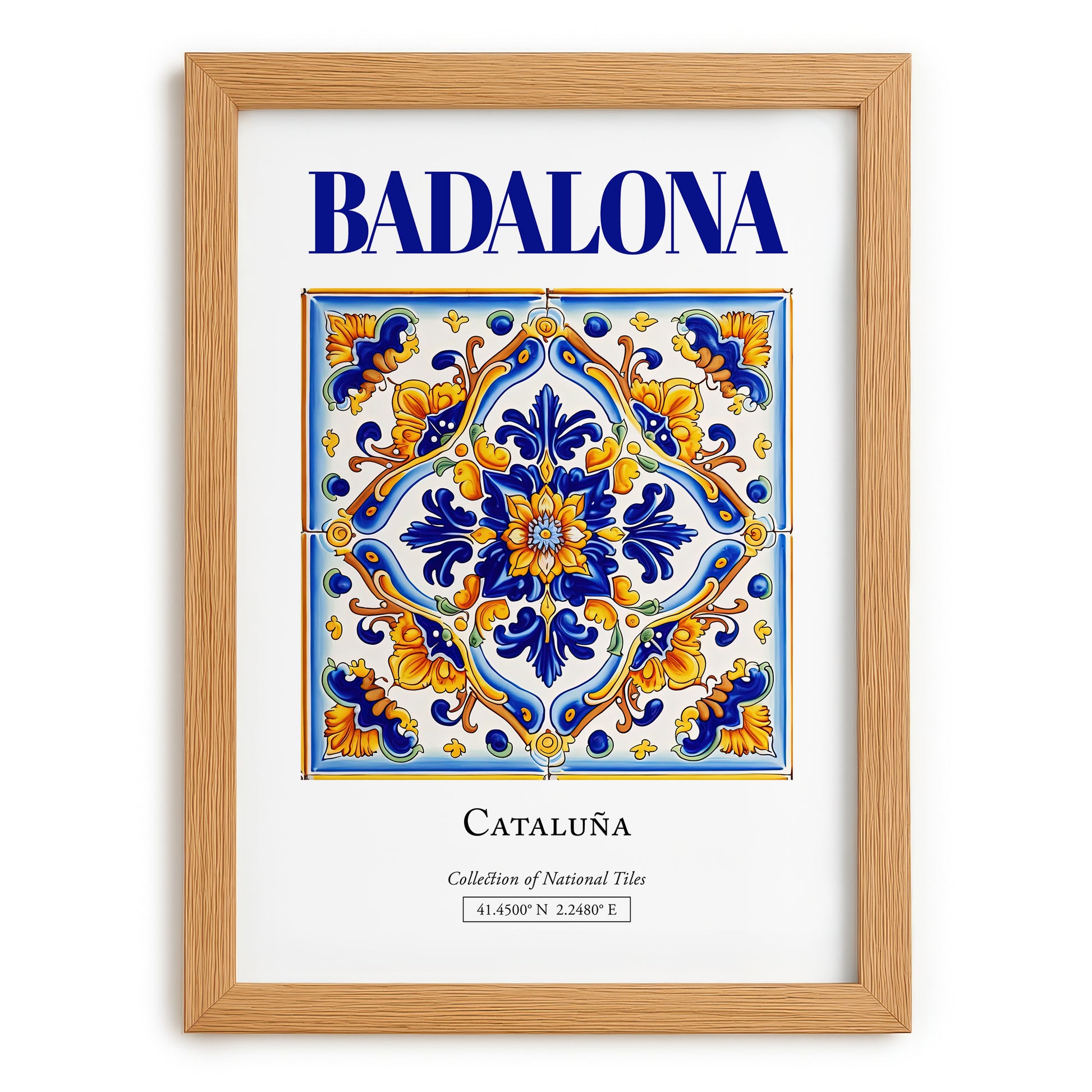 Badalona, Spain – Travel Wall Decor, set in oak frame