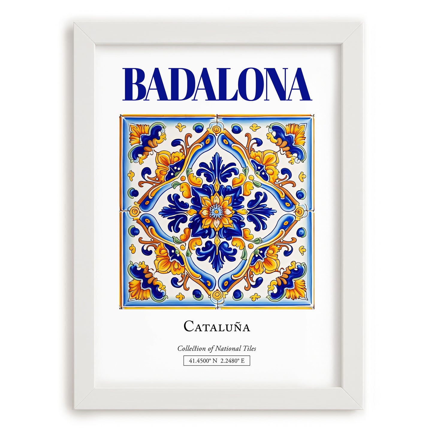 Badalona, Spain – Travel Wall Decor, placed in minimal white frame