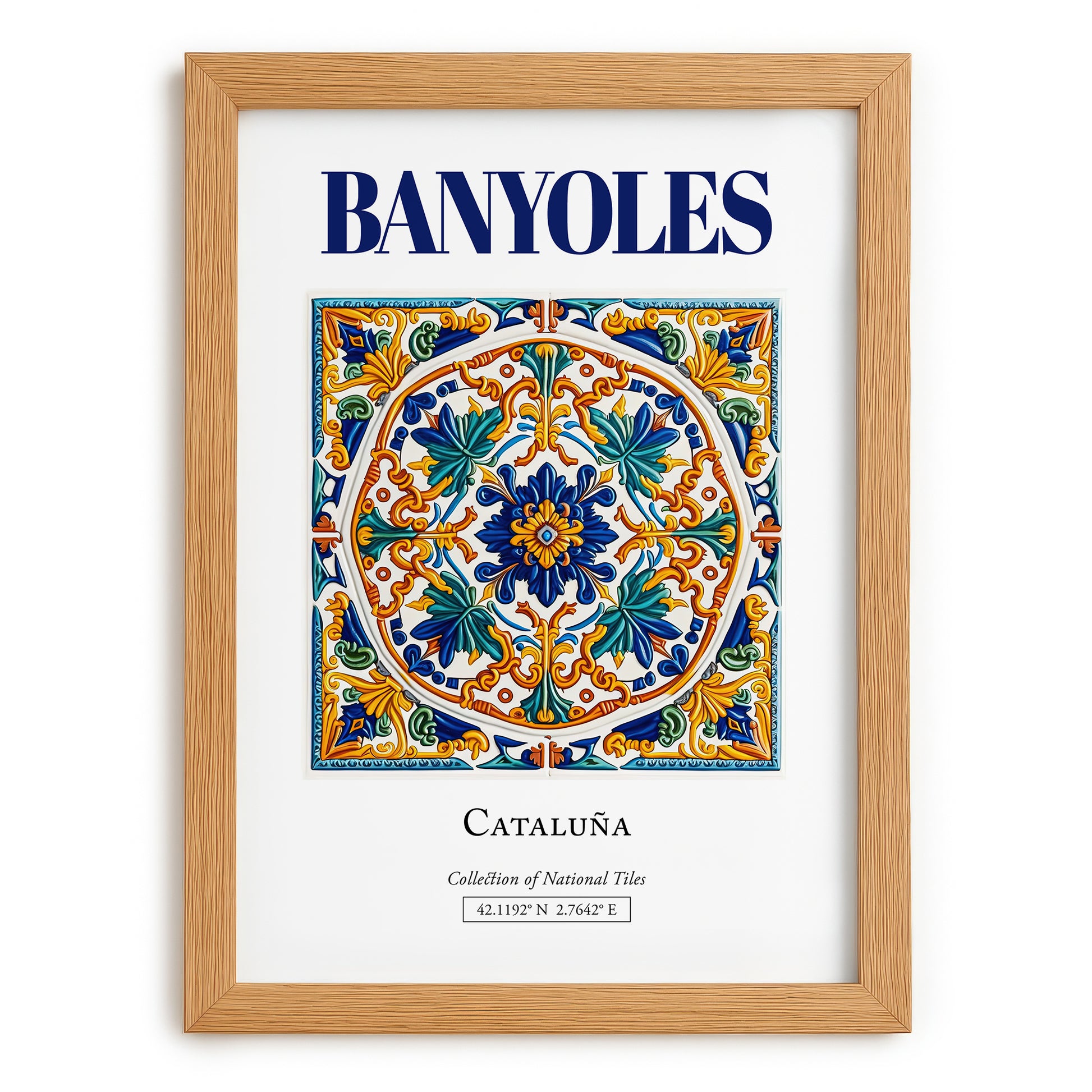 Banyoles, Spain – Travel Print, set in oak frame