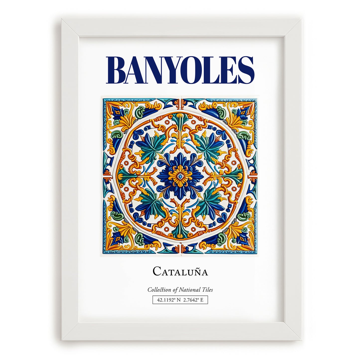 Banyoles, Spain – Travel Print, placed in minimal white frame