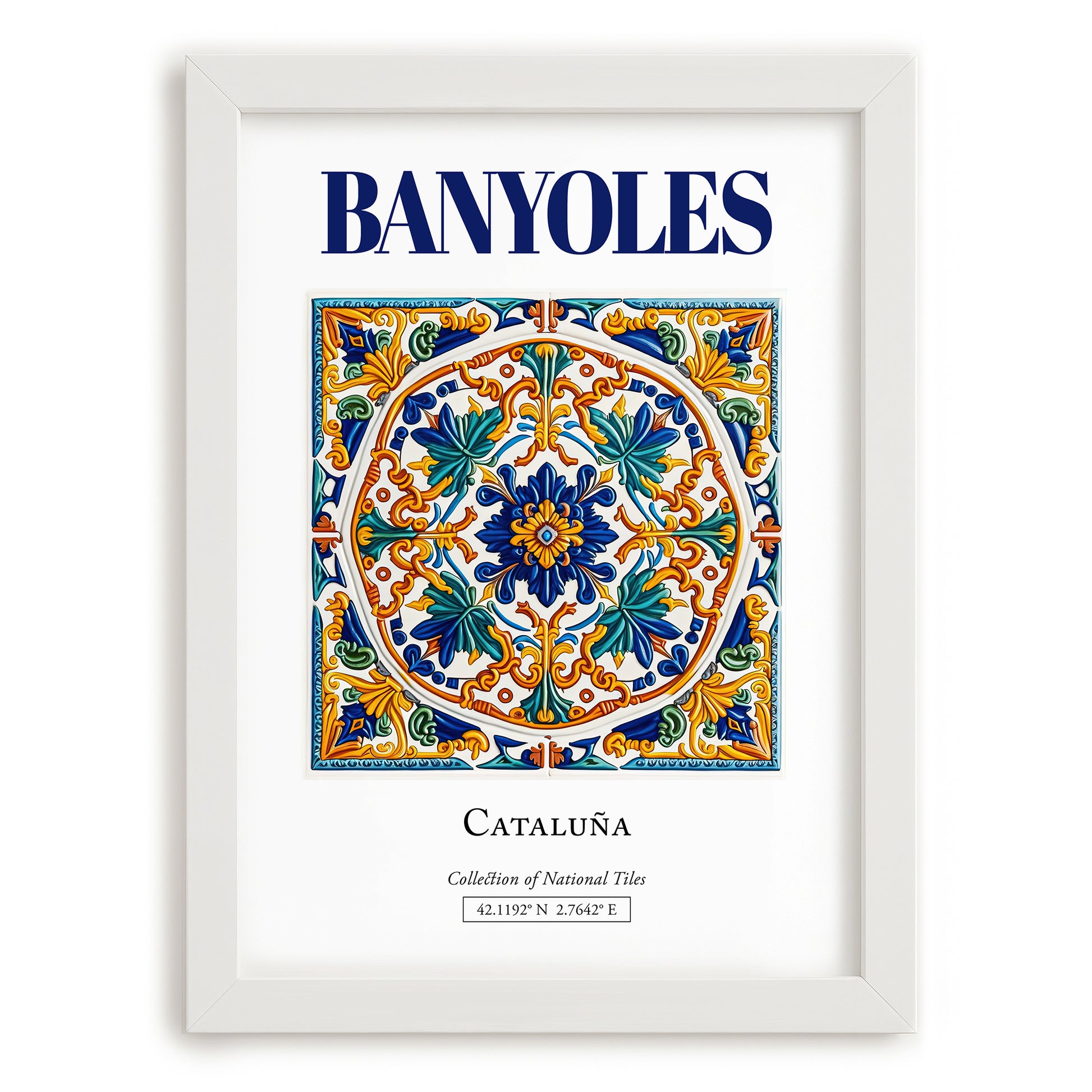 Banyoles, Spain – Travel Print, placed in minimal white frame