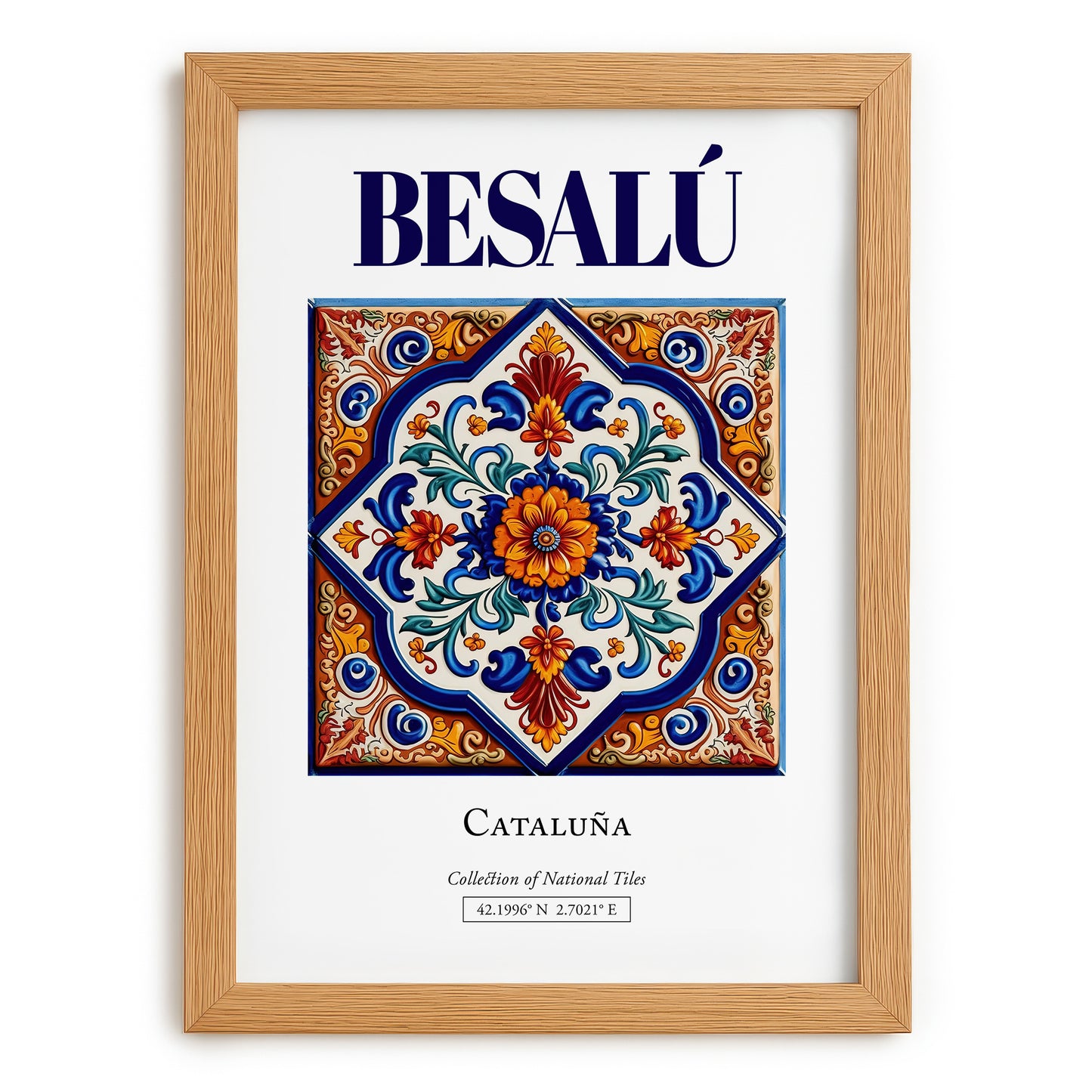 Besalú, Spain – Cultural Heritage Wall Art, set in oak frame