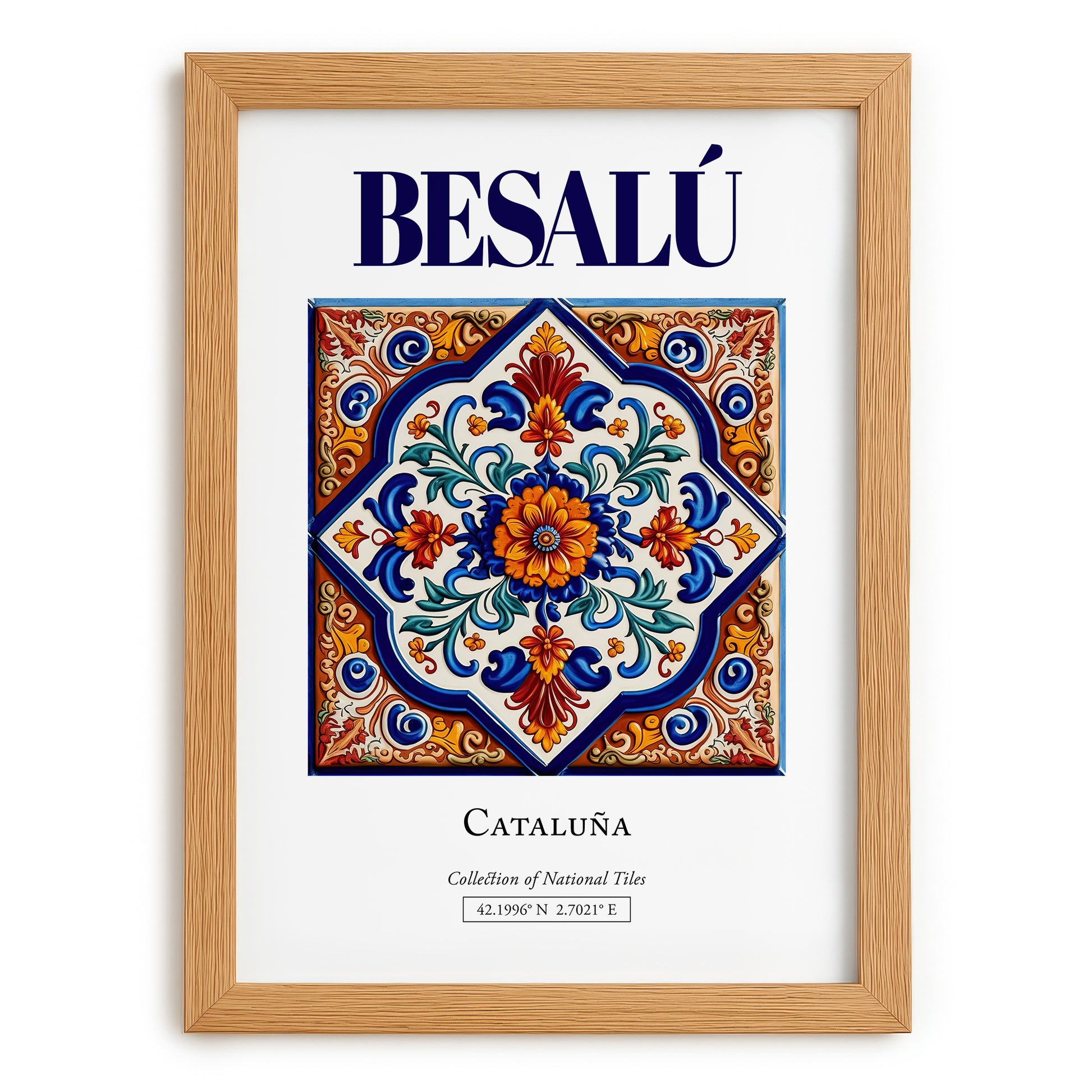 Besalú, Spain – Cultural Heritage Wall Art, set in oak frame