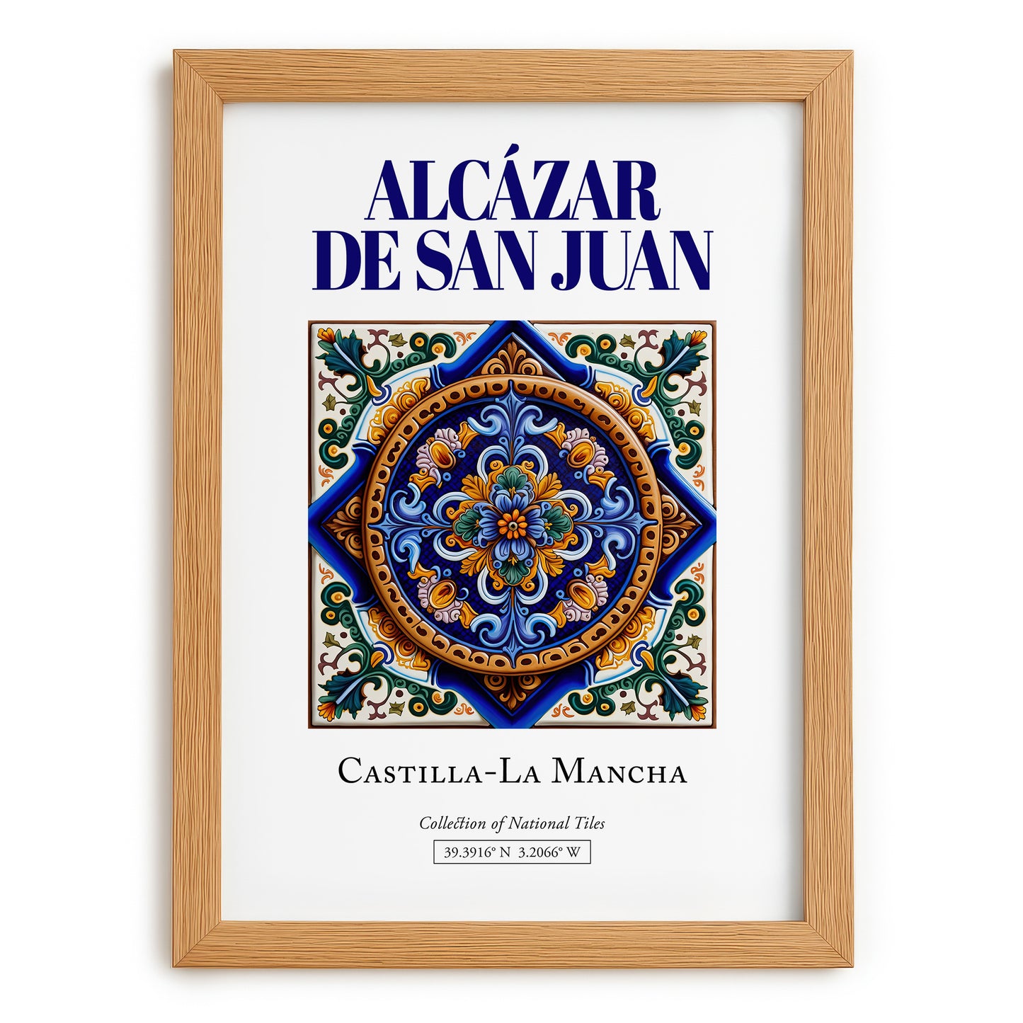 Alcázar de San Juan, Spain – Cityscape Wall Art, set in oak frame