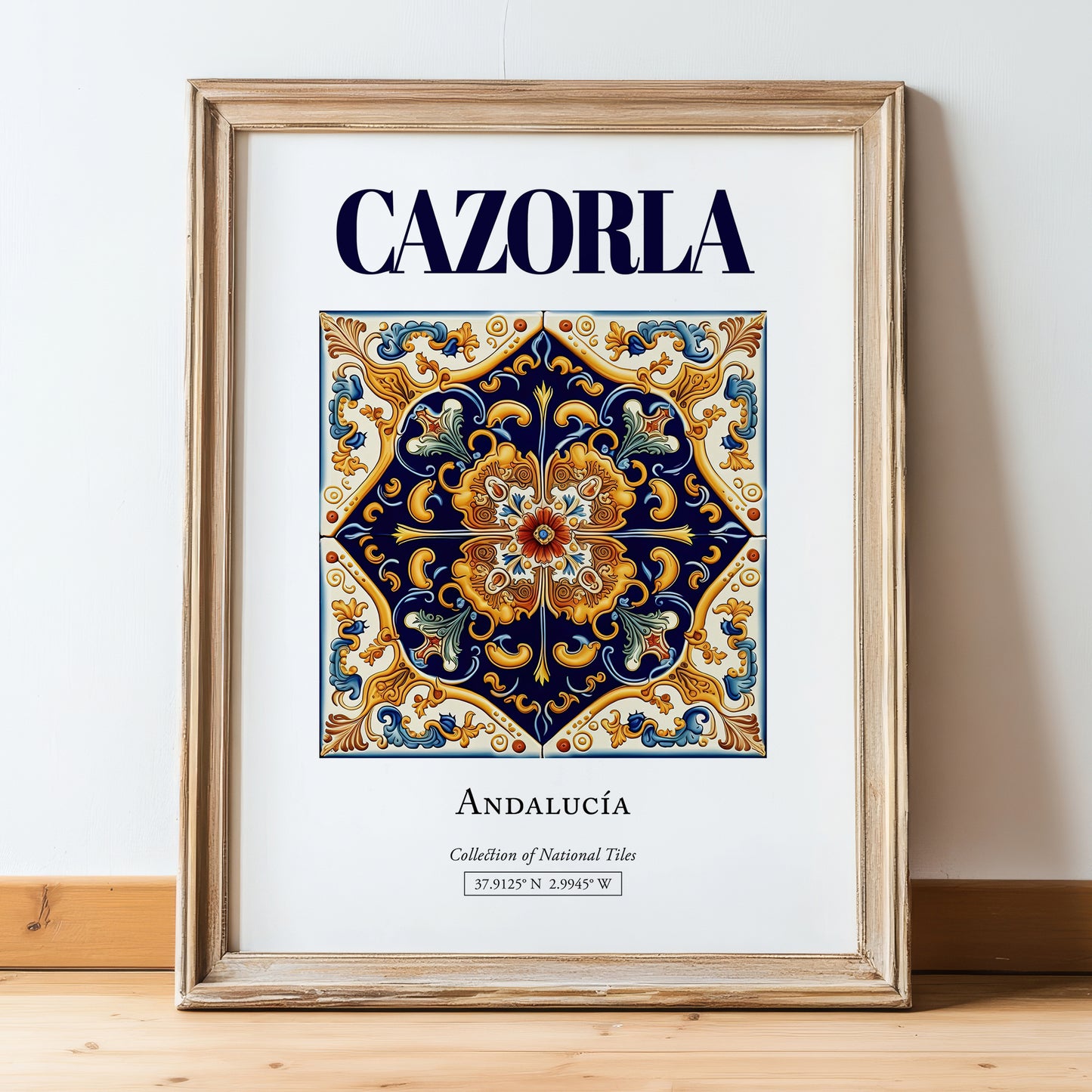 Cazorla, Spain – Travel Print, in wooden frame leaning on the floor