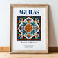Aguilas, Spain – Retro Travel Poster, in wooden frame leaning on the floor