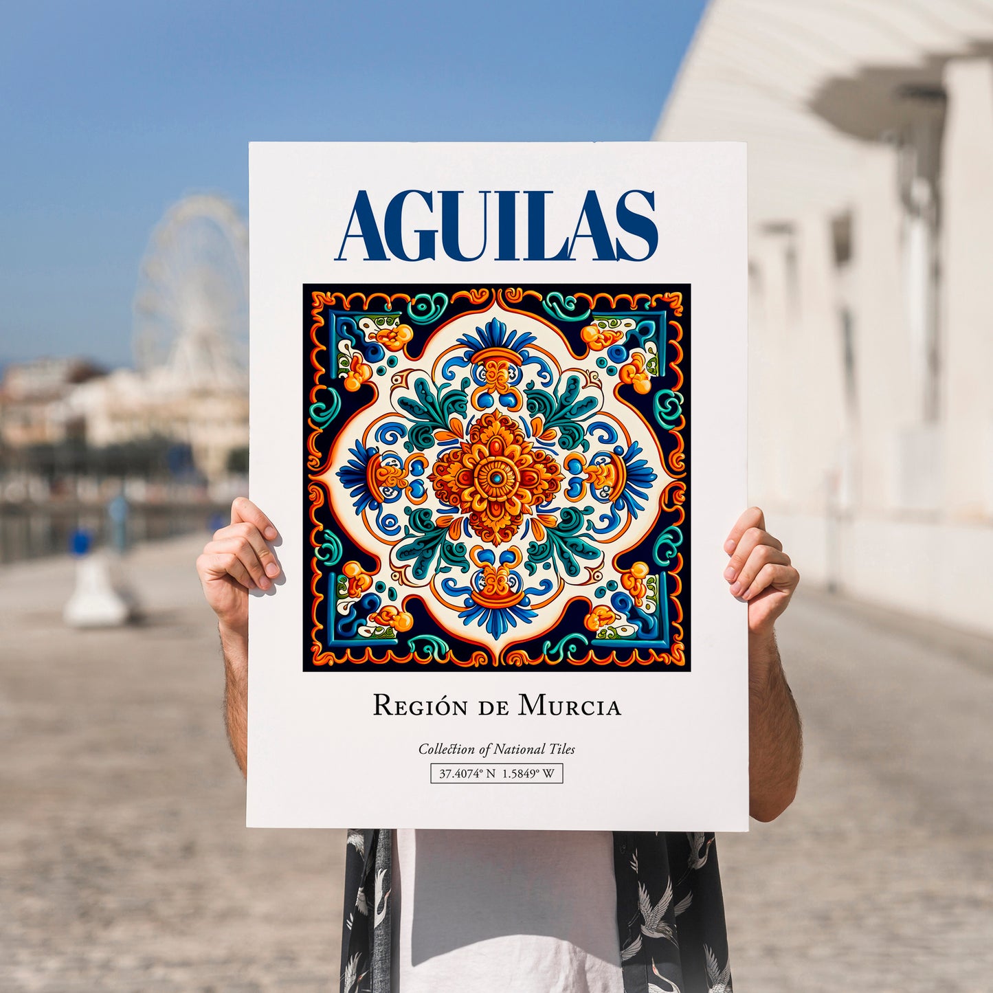 Aguilas, Spain – Retro Travel Poster, no-text version framed in wood