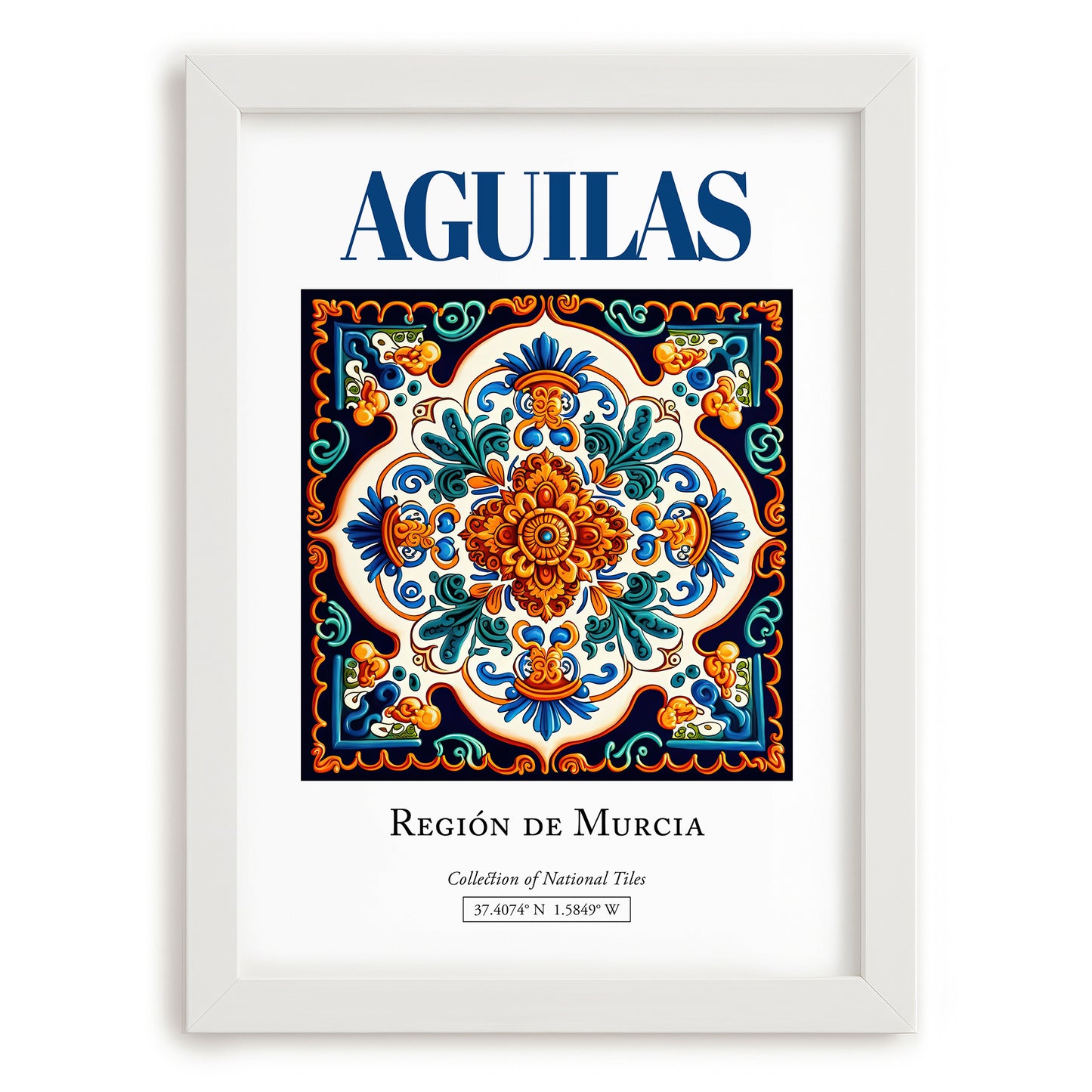 Aguilas, Spain – Retro Travel Poster, placed in minimal white frame