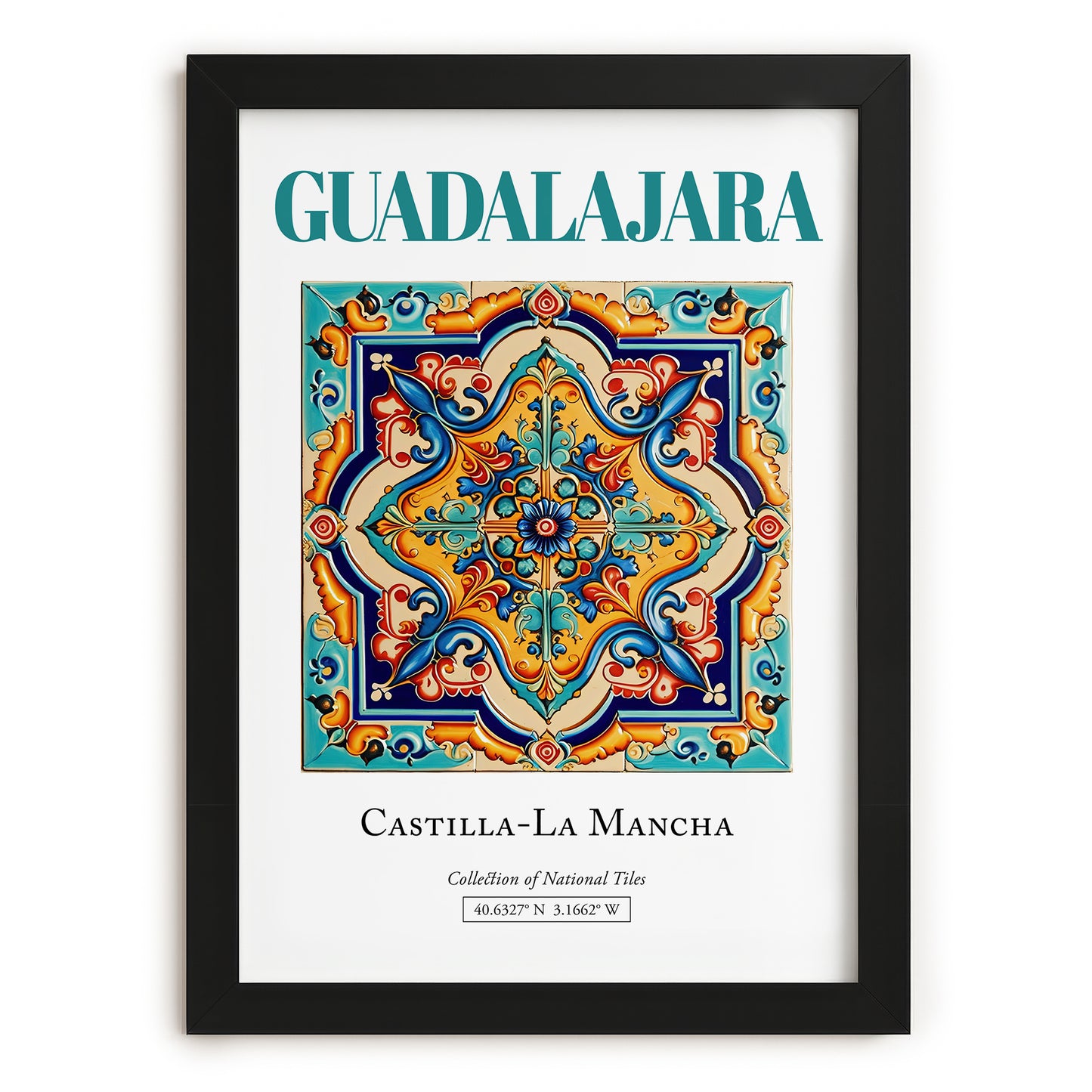 Guadalajara, Spain – Travel Wall Decor, in sleek black frame