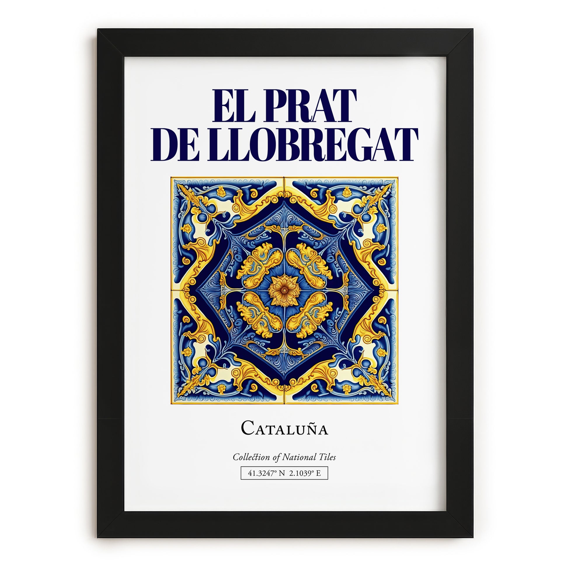 El Prat de Llobregat, Spain – Global Cities Wall Print, in sleek black frame