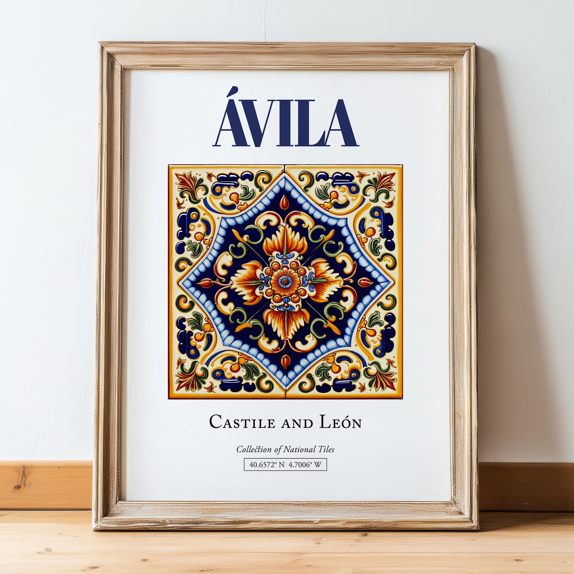 Ávila, Spain – Travel Print, in wooden frame leaning on the floor