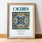 Caceres, Spain – Travel Poster, in wooden frame leaning on the floor