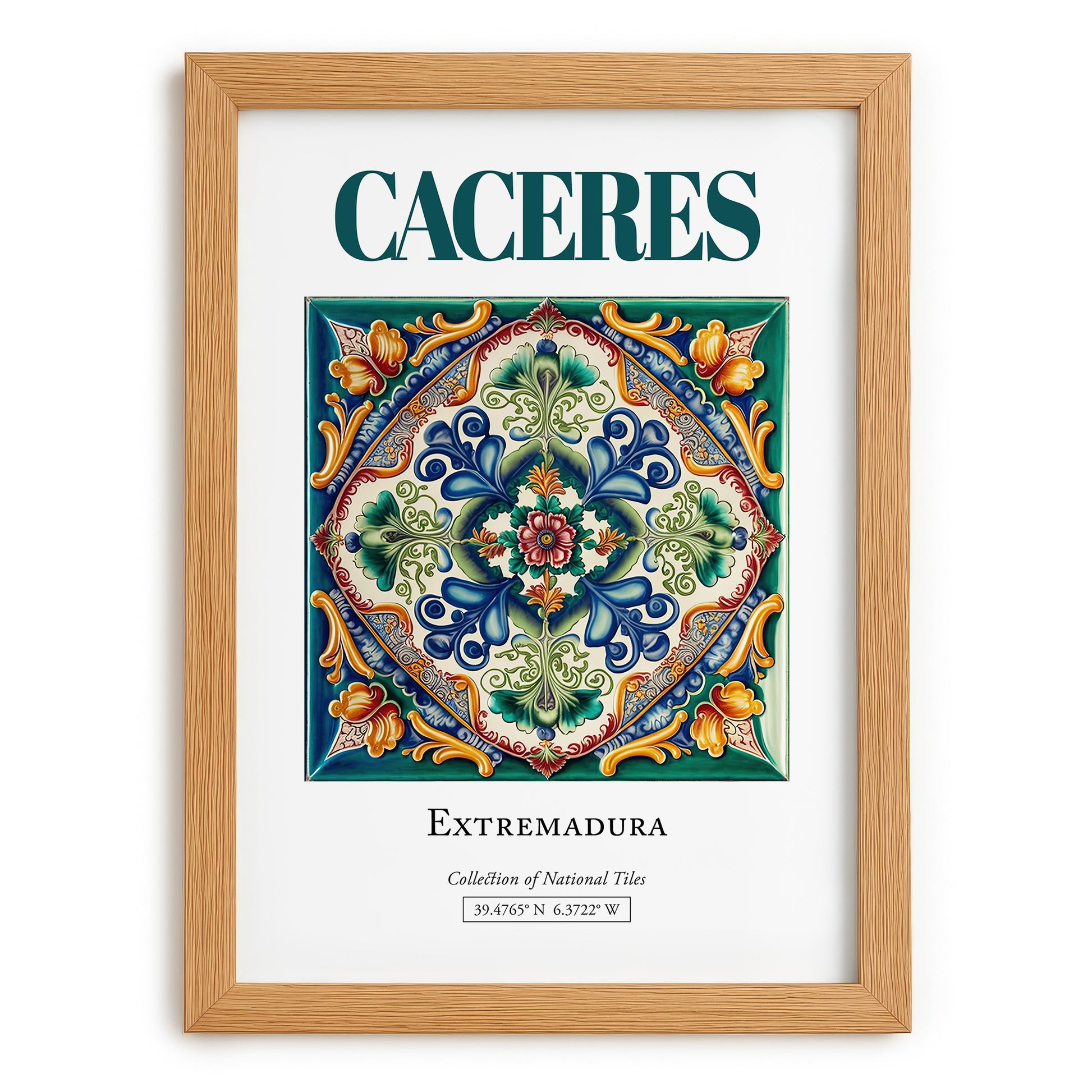 Caceres, Spain – Travel Poster, set in oak frame